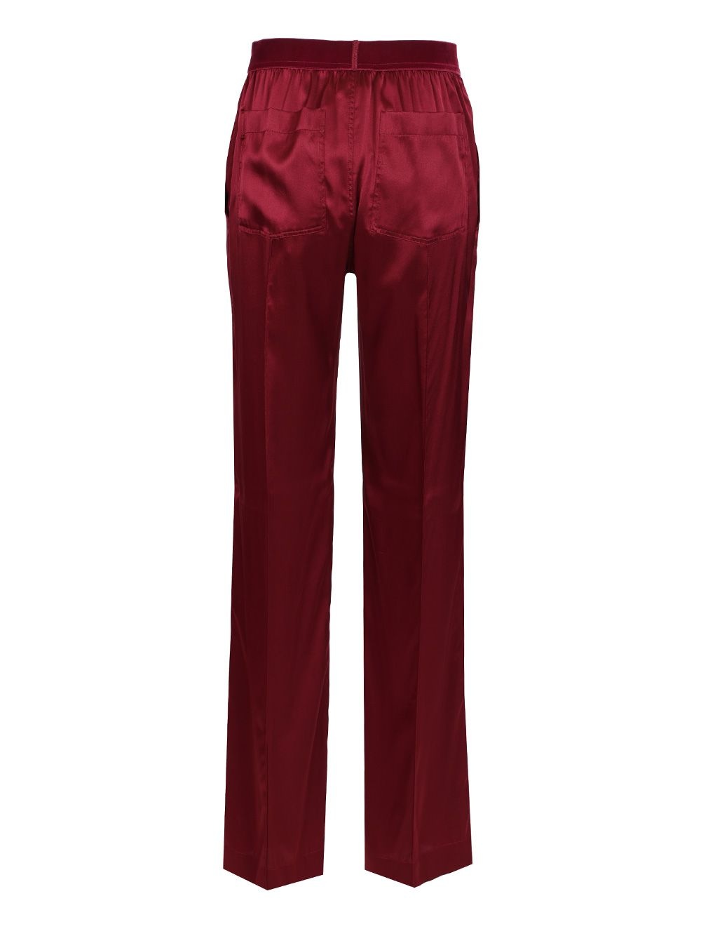Stretch Silk Satin Pj Pants Trousers Red - 2