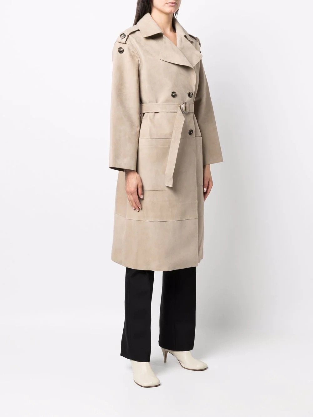 belted-waist trench coat - 3