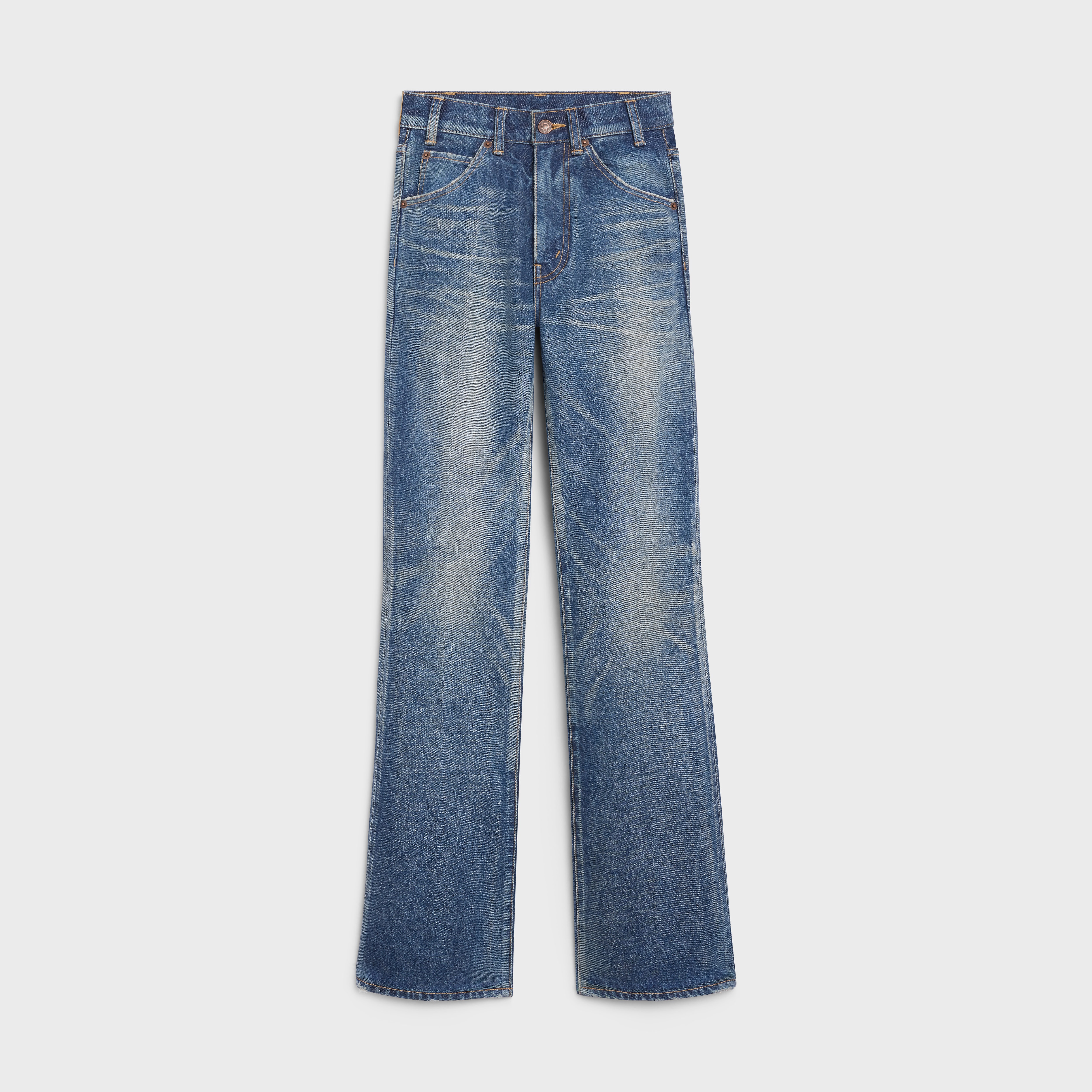 FLARED JEANS IN DARK UNION WASH DENIM TWILL - 1