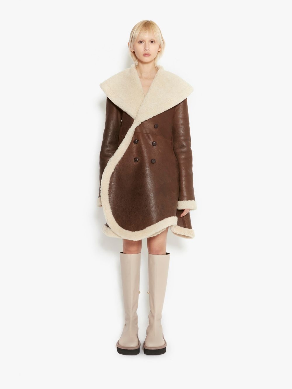 BUMPER-TUBE SHEARLING PEACOAT - 5