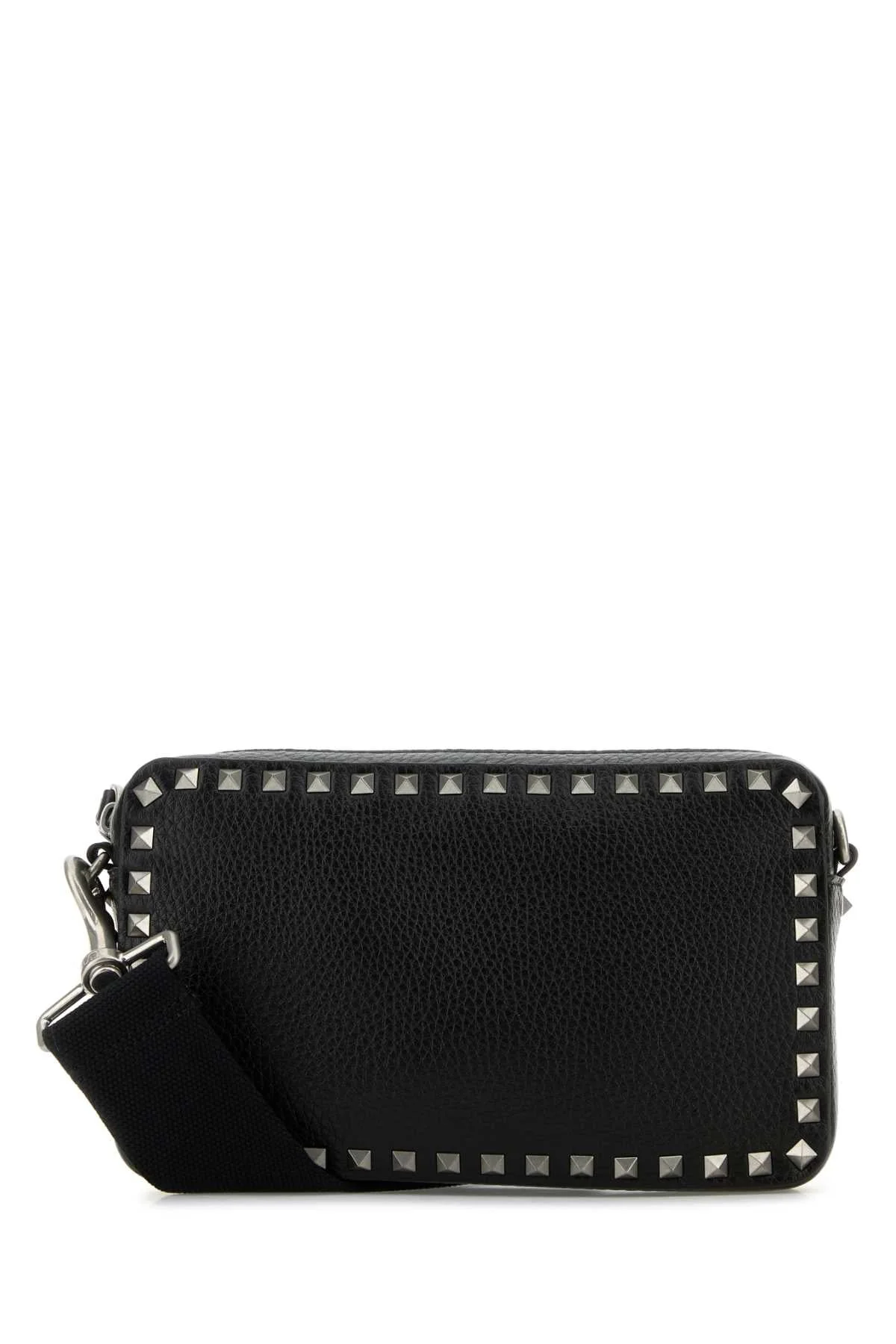 Valentino Garavani Men Black Leather Rockstud Crossbody Bag - 1