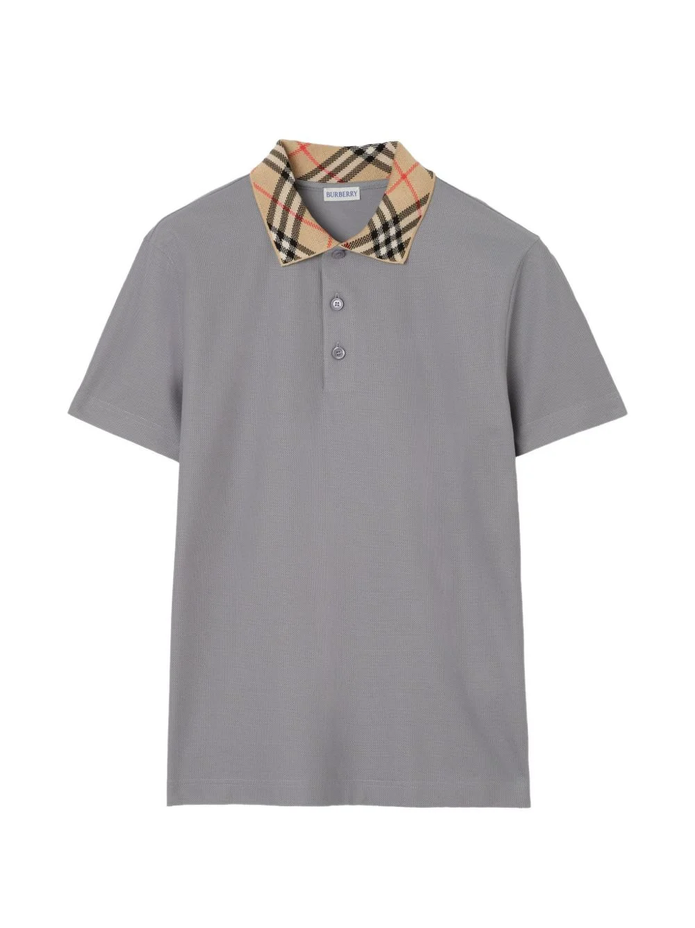 Check collar cotton polo shirt - 1
