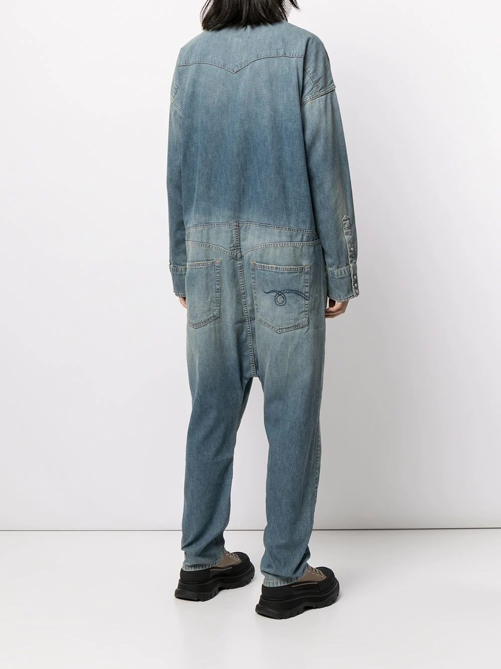 stonewashed denim jumpsuit - 8