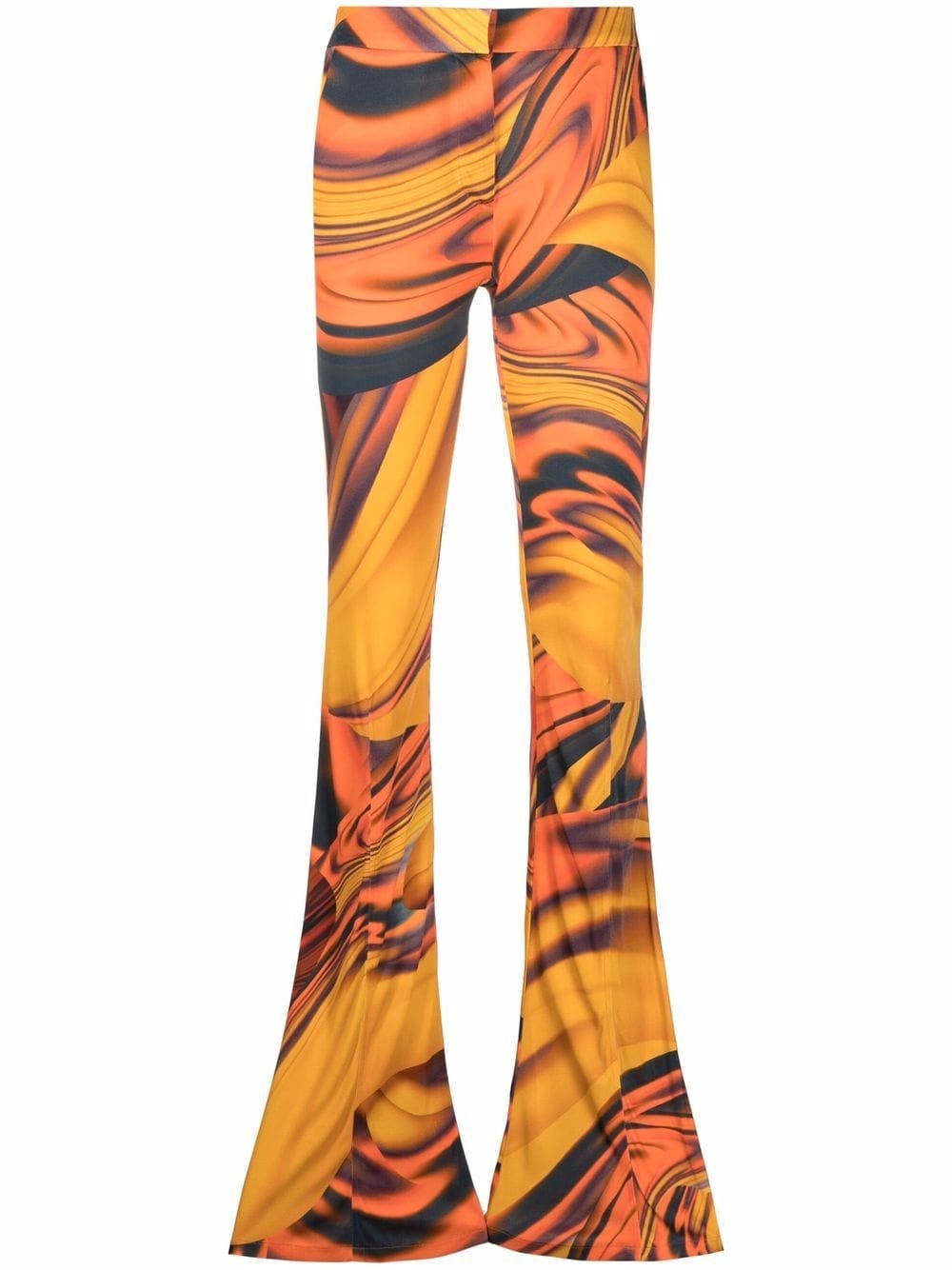 abstract-print flared trousers - 1