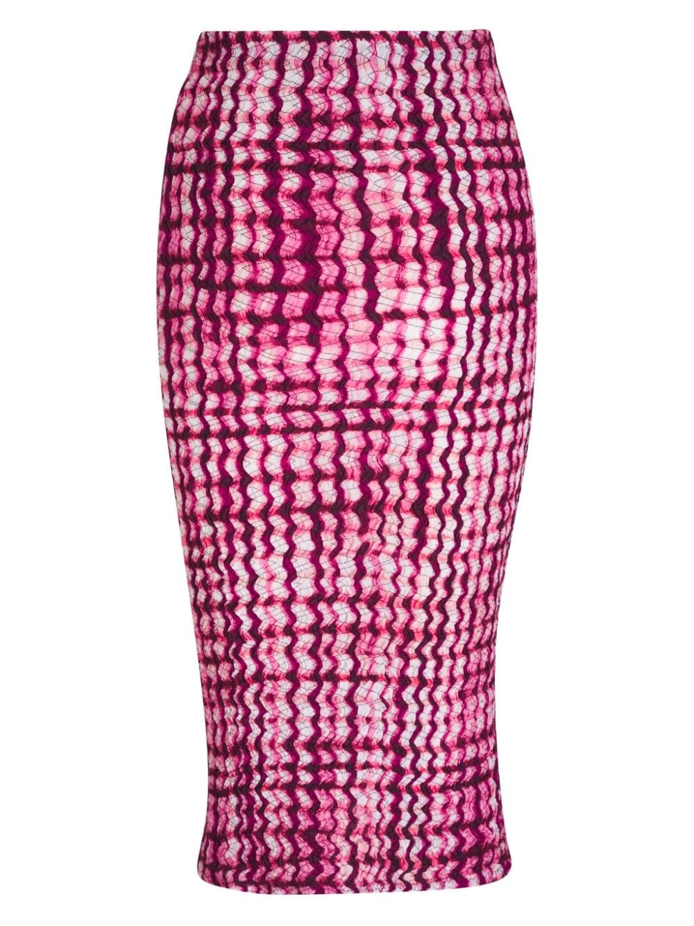 smocked silk-blend plaid pencil skirt - 2