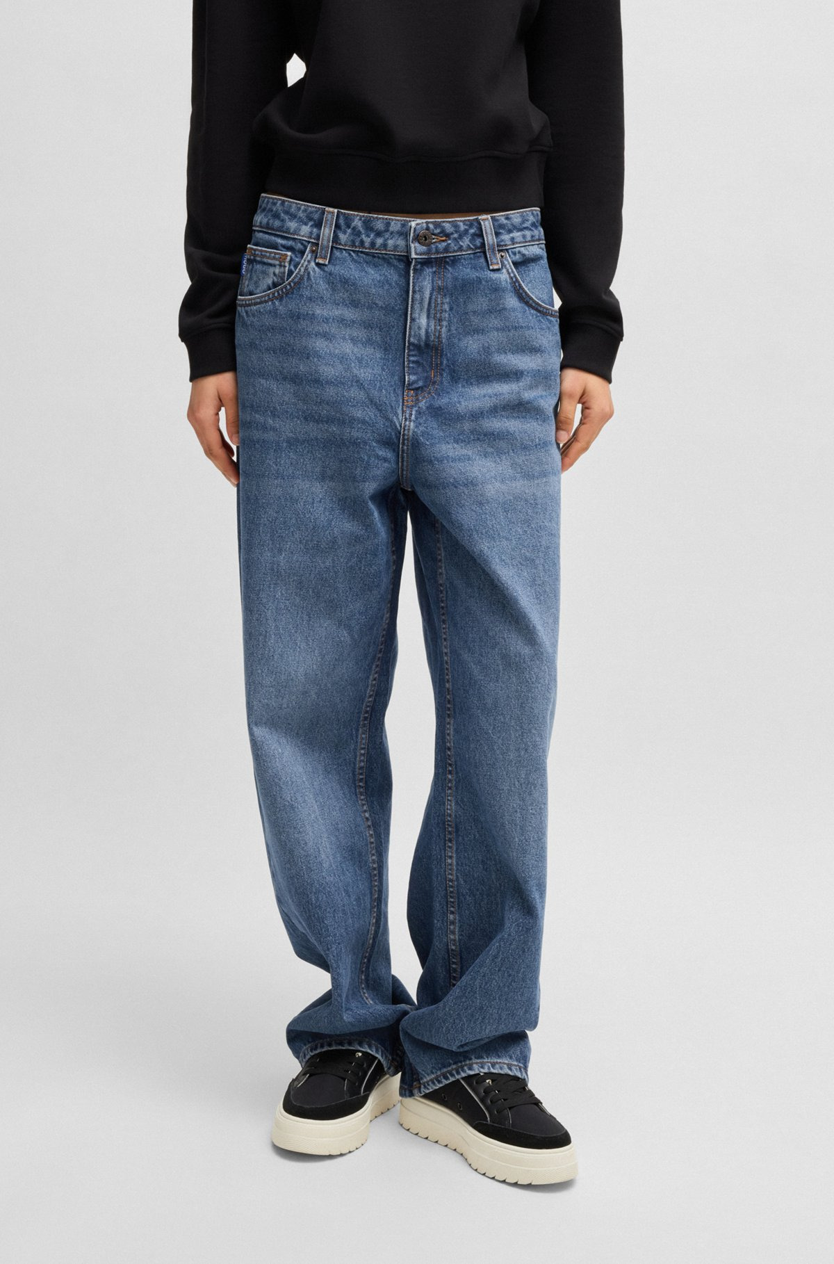 RELAXED-FIT JEANS IN BLUE COTTON DENIM - 2