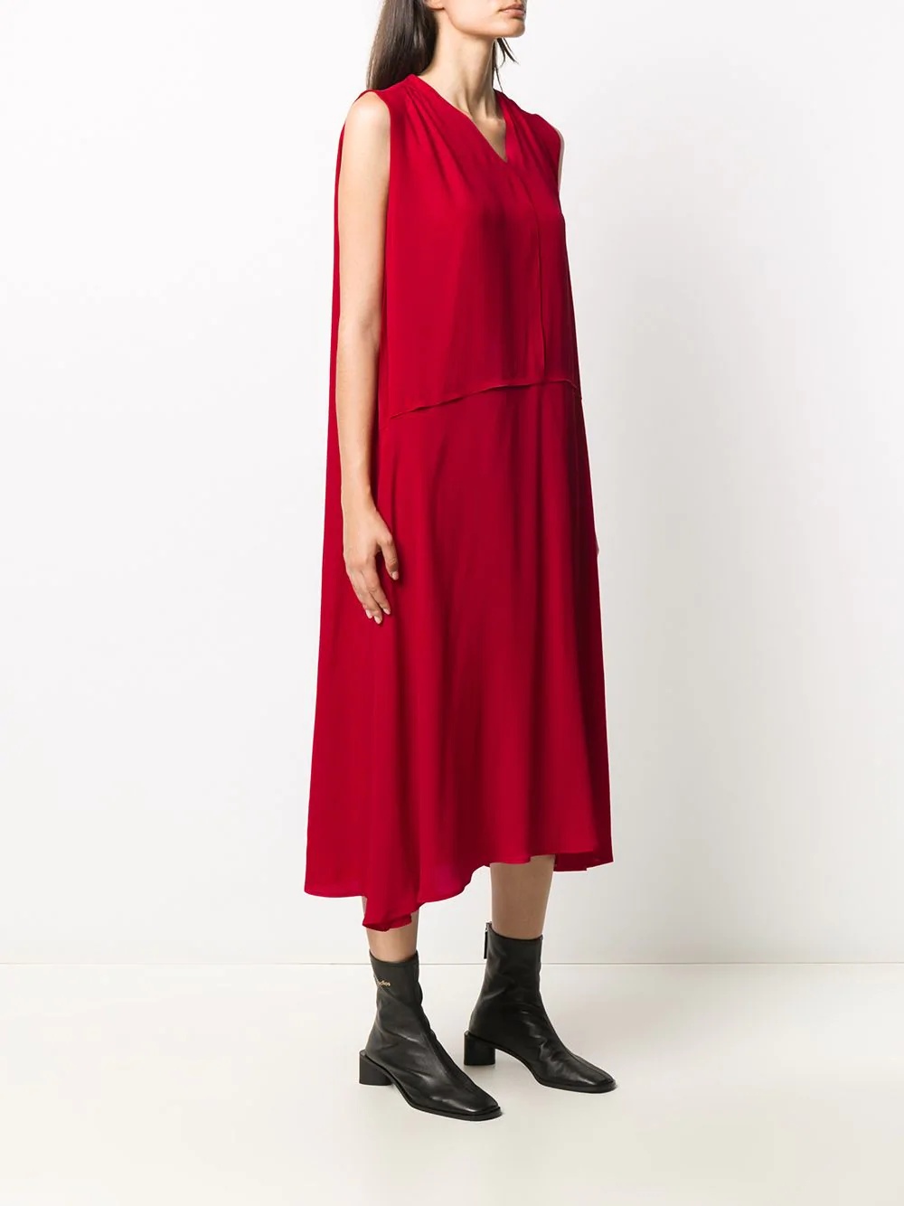 draped sleeveless midi dress - 3