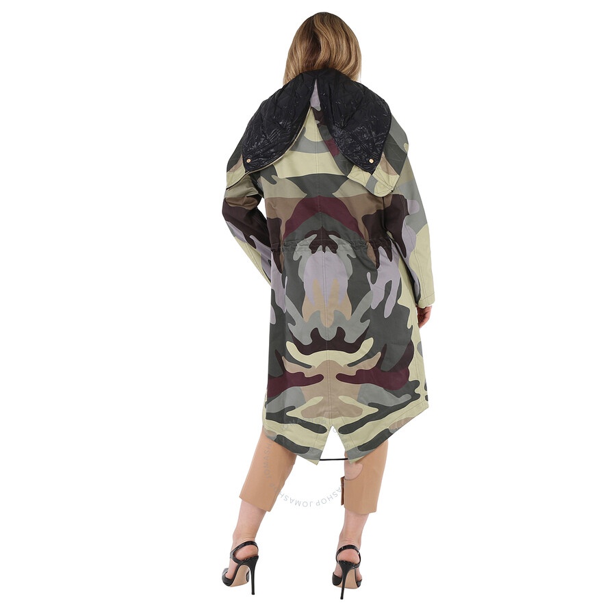 Burberry Ladies Sage Green Single-Breasted Camouflage-Print Cotton Parka - 5