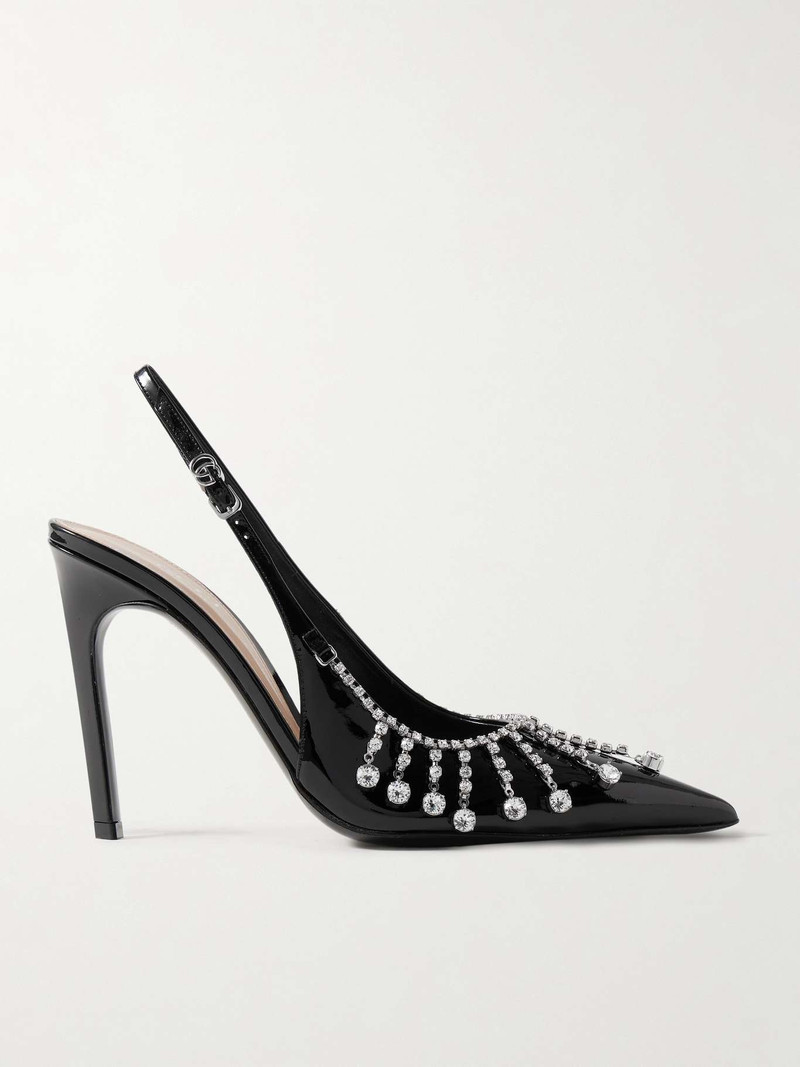 Guinevere crystal-embellished patent-leather slingback pumps - 1