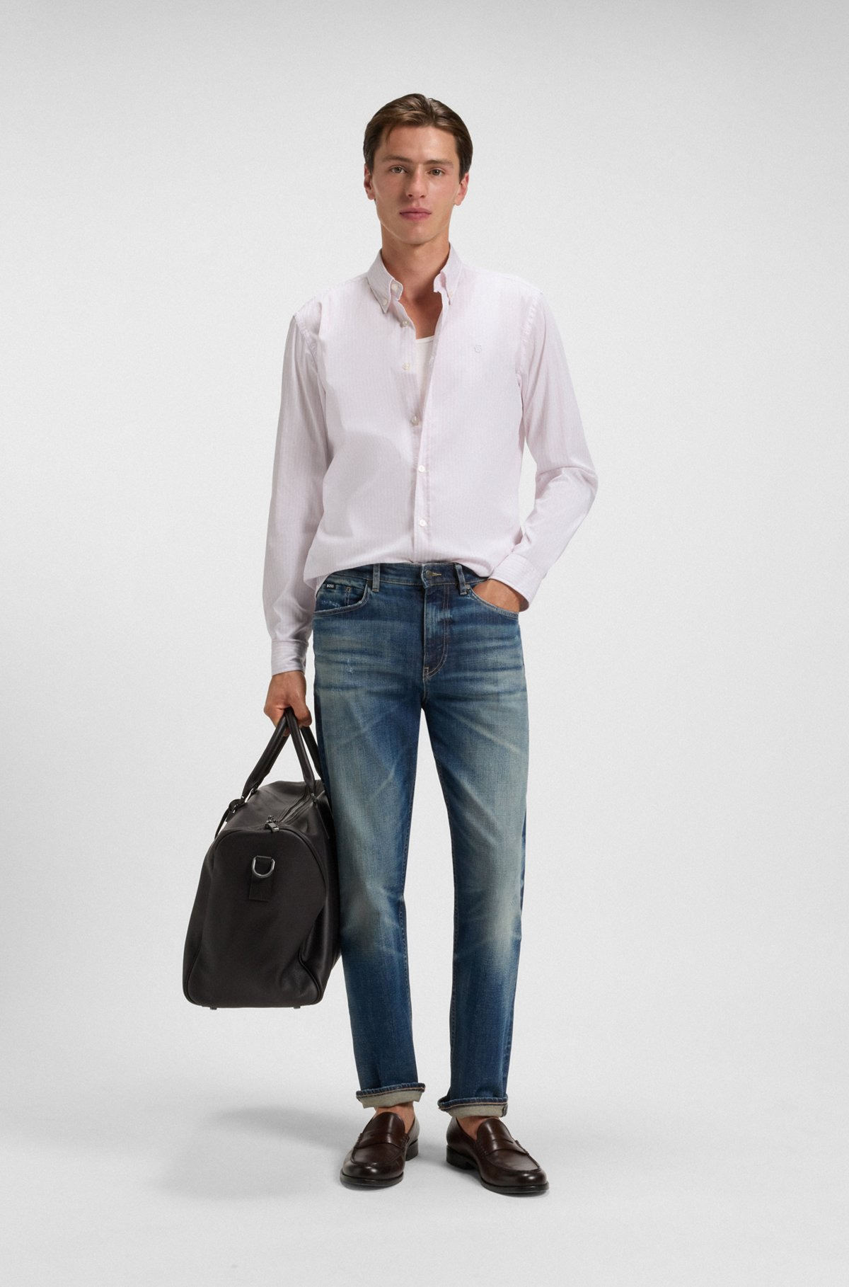 SLIM-FIT SHIRT IN A STRIPED COTTON BLEND - 4