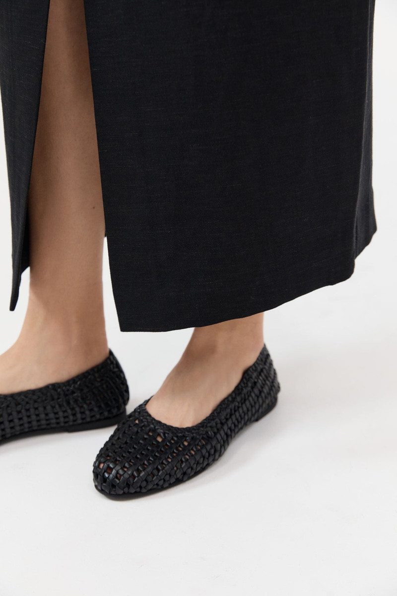 ST. AGNI Macrame Mesh Ballet Flats - Black outlook