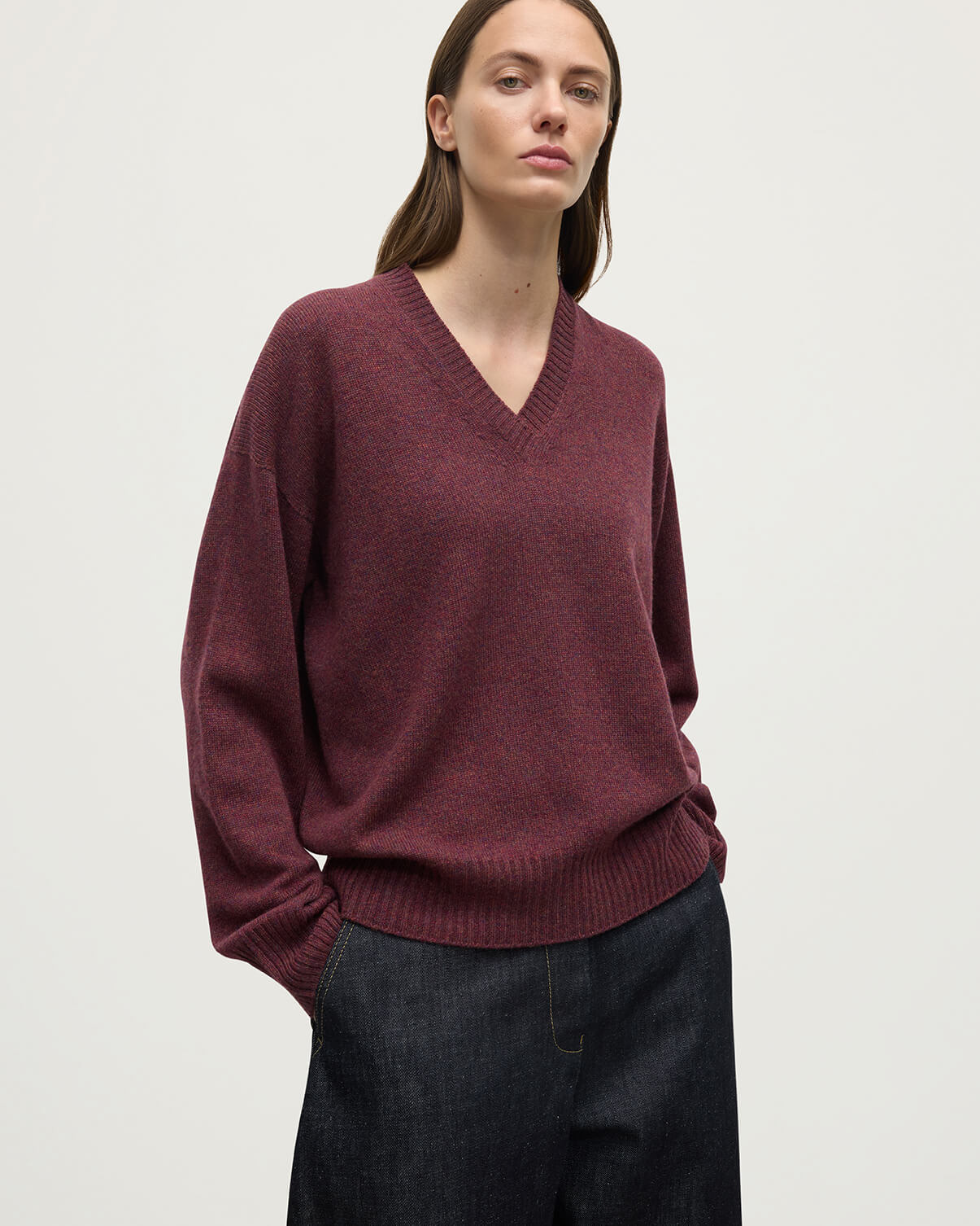 Gauzy Cashmere Purple V Neck Jumper - 5
