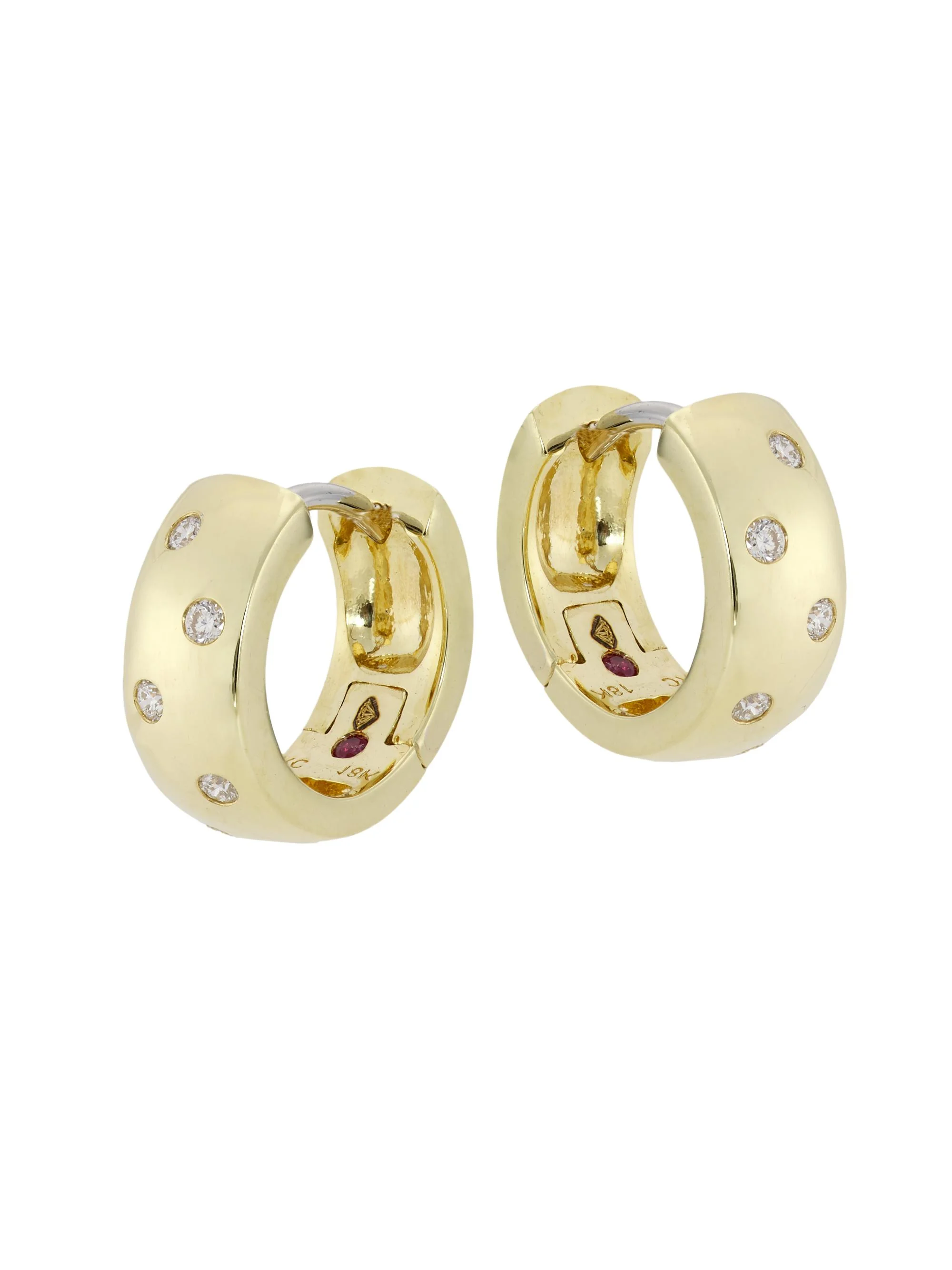 Women's 18K Yellow Gold & Diamond Huggie Hoops - 1