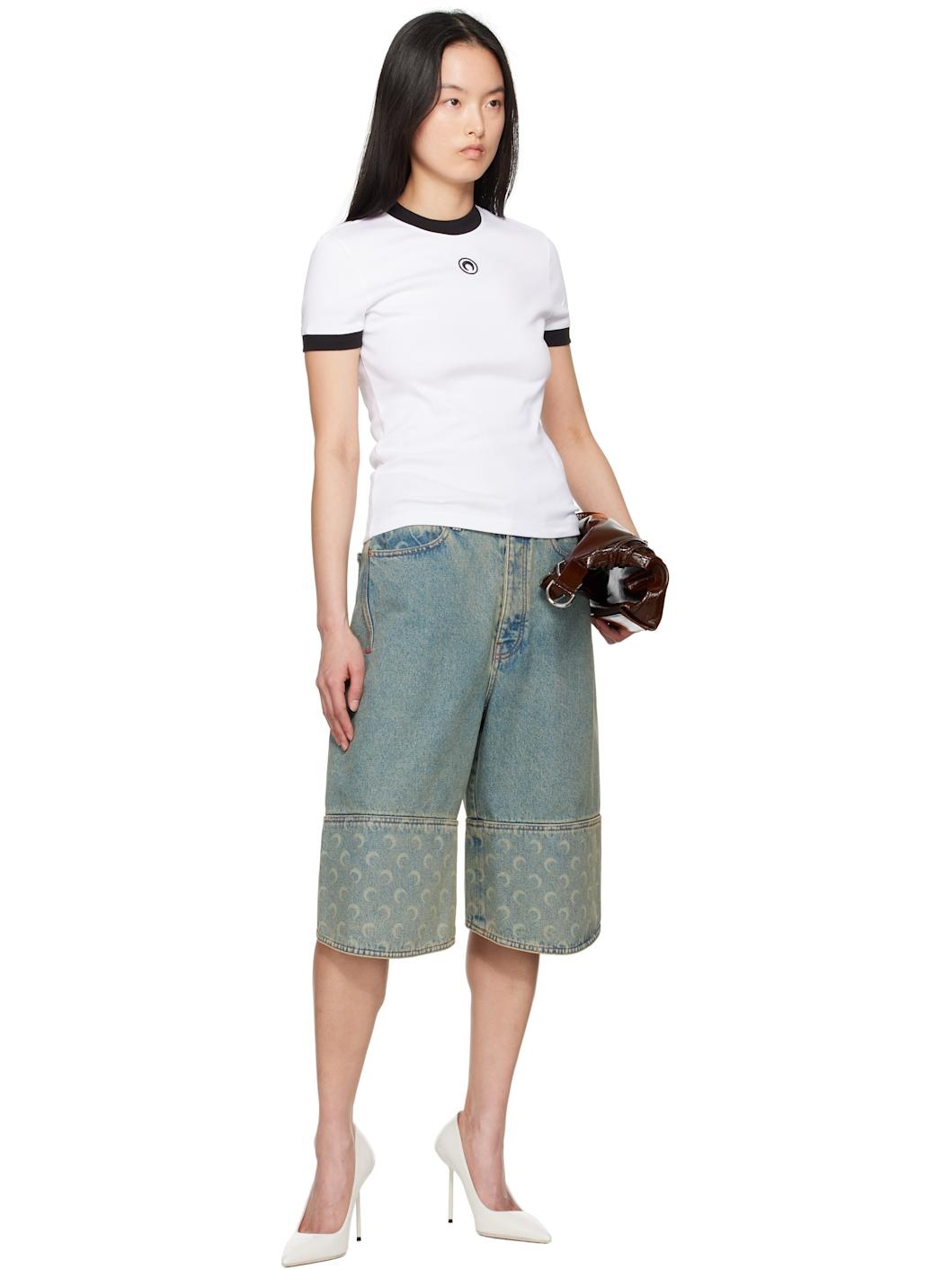 White Moon Logo Jersey Fitted T-Shirt - 4