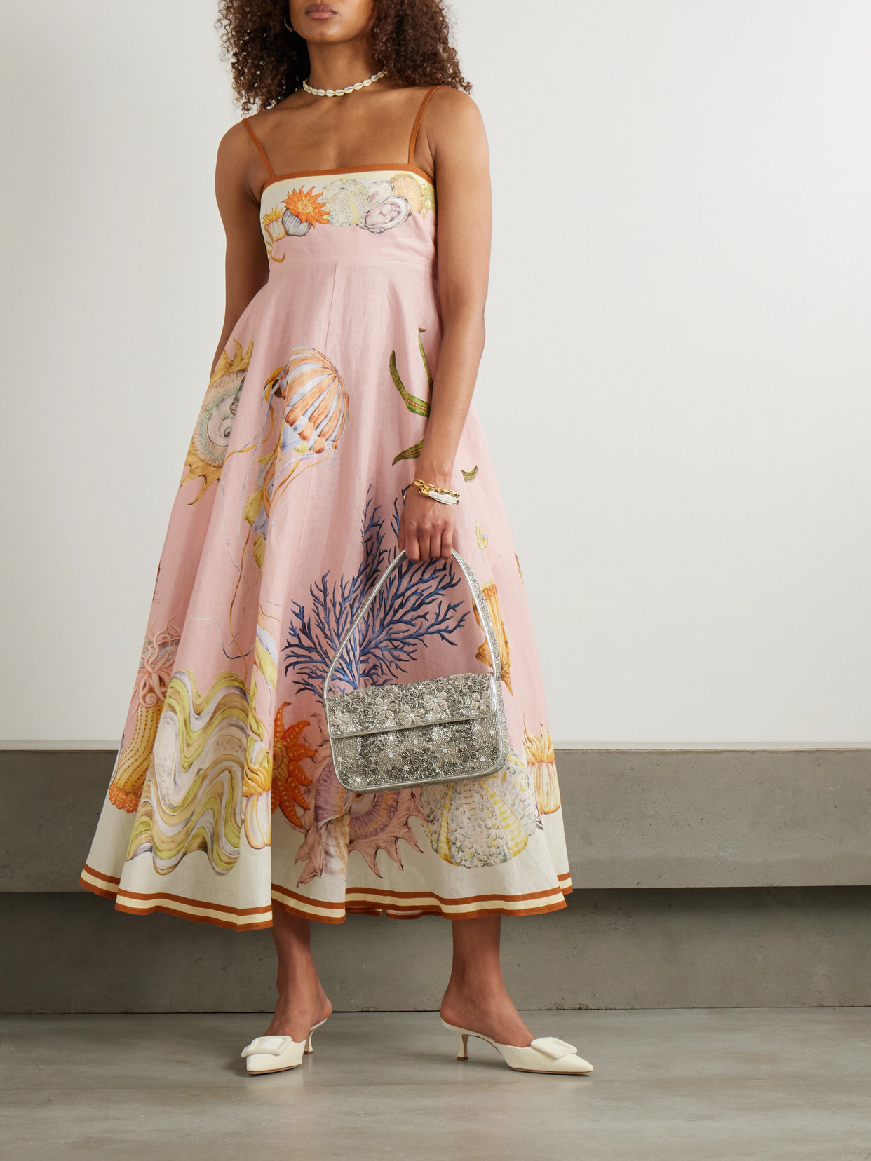 + Sam Pauletto Nereids Shirred Printed Linen-gauze Midi Dress - 2