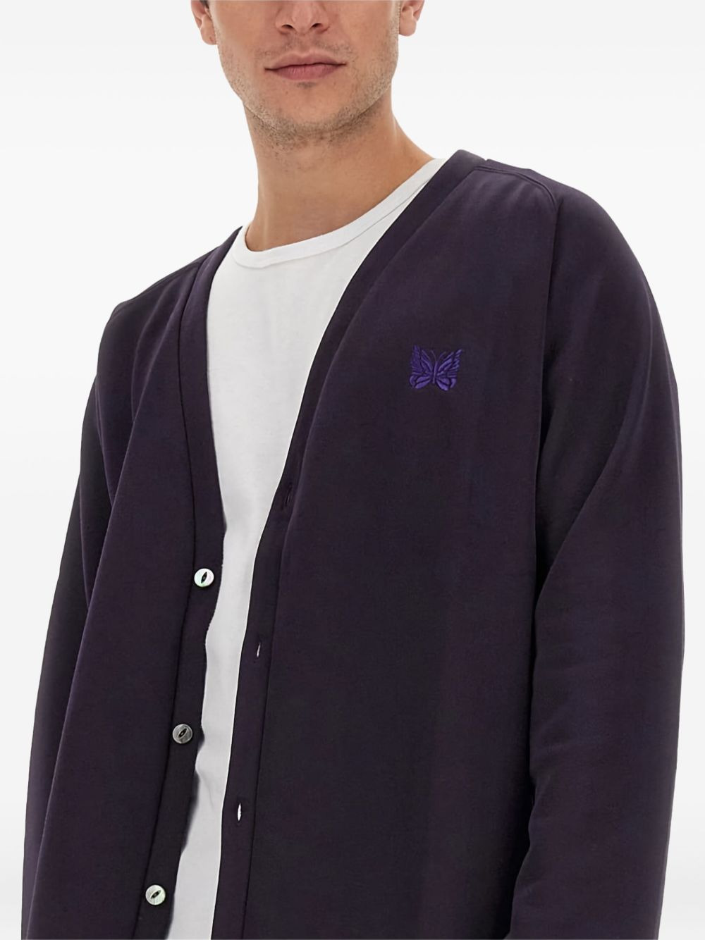 butterfly-embroidered cardigan - 4