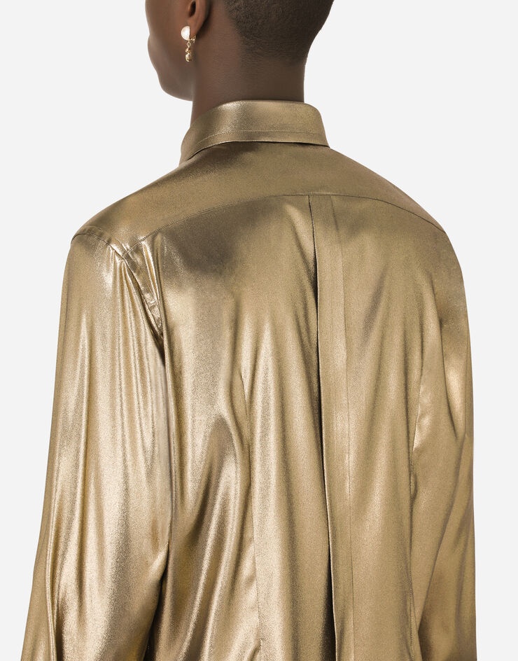 Laminated-fabric Gold-fit tuxedo shirt - 5