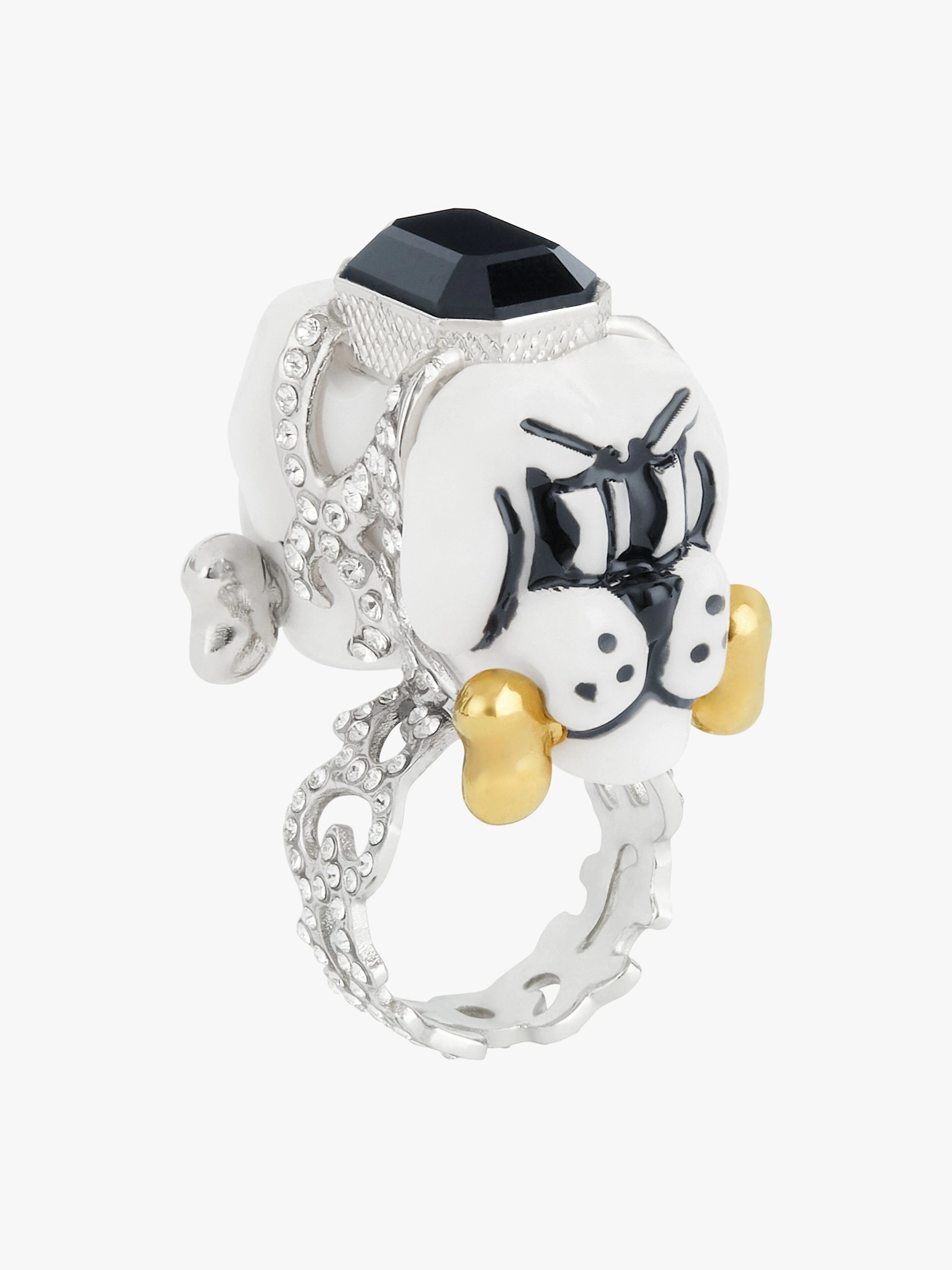 TWO FACES DOG RING WITH CRYTALS - 5