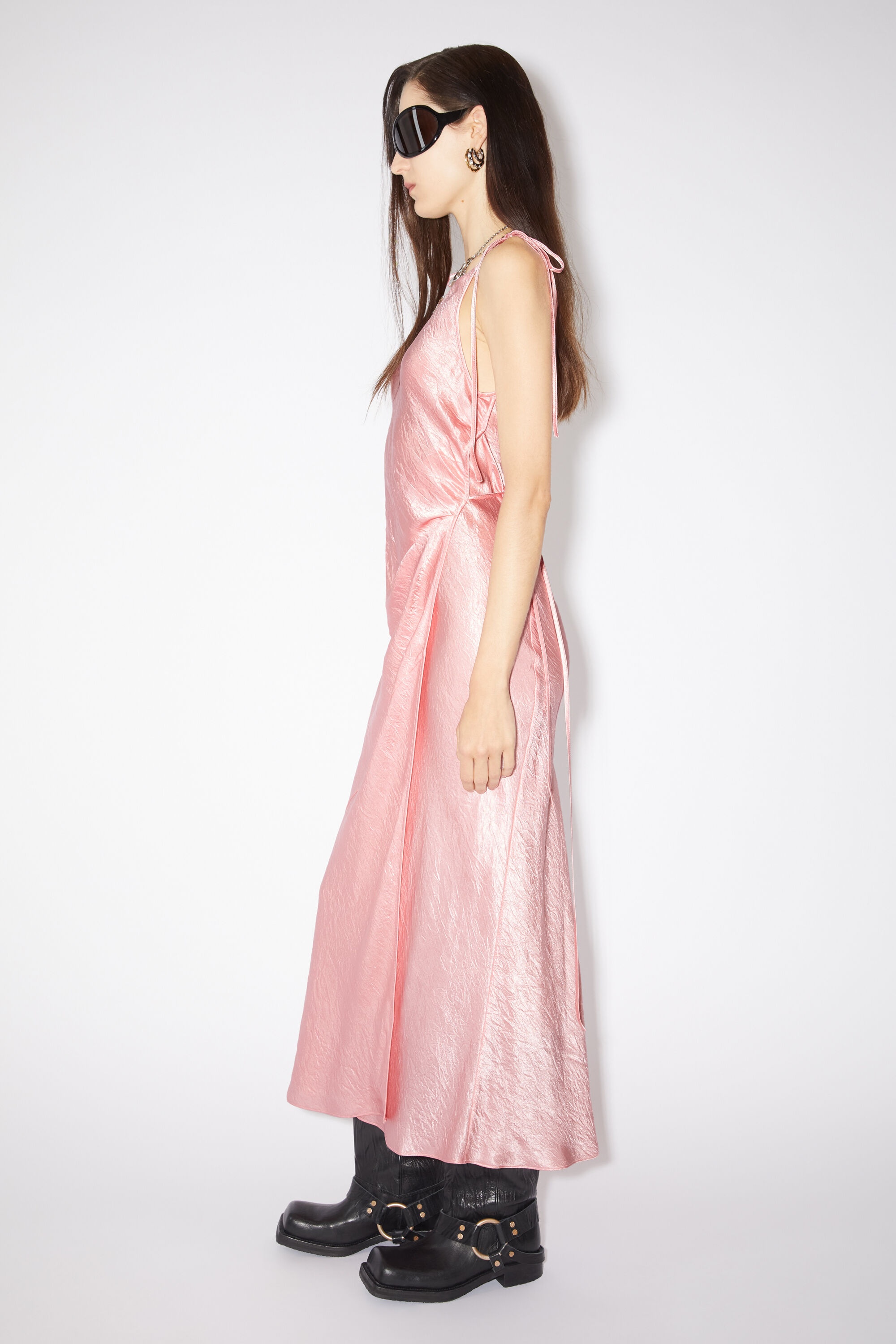 Satin bias cut dress - Fresh pink - 4