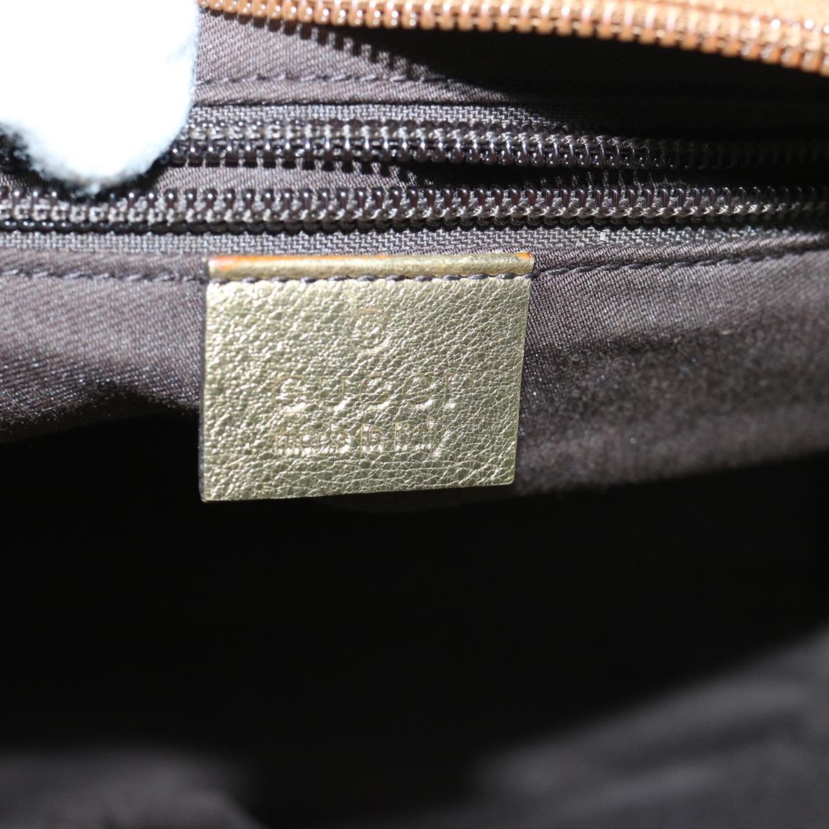 GUCCI GG Crystal Sherry Line Tote Bag Gold Tone Brown Gray - 16