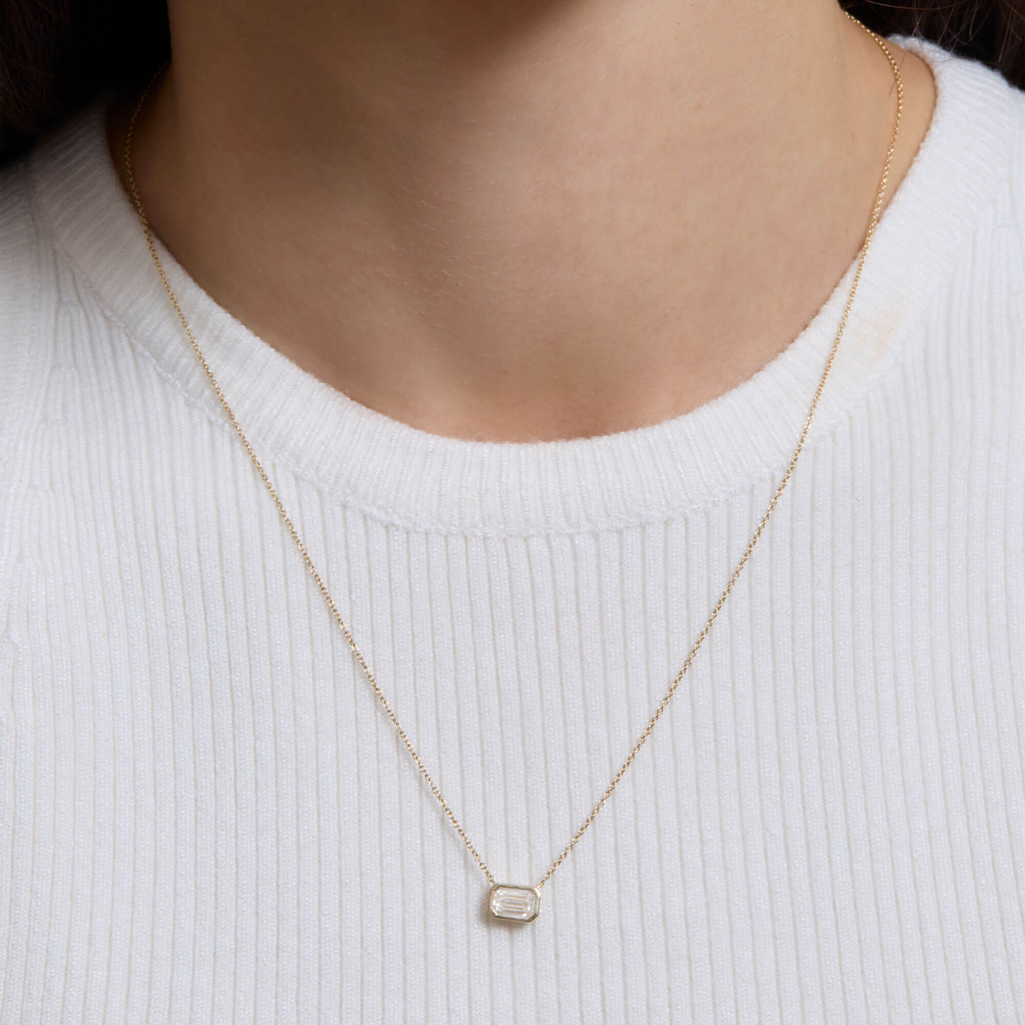 1 CTW LAB-Created Emerald Cut Necklace - 2