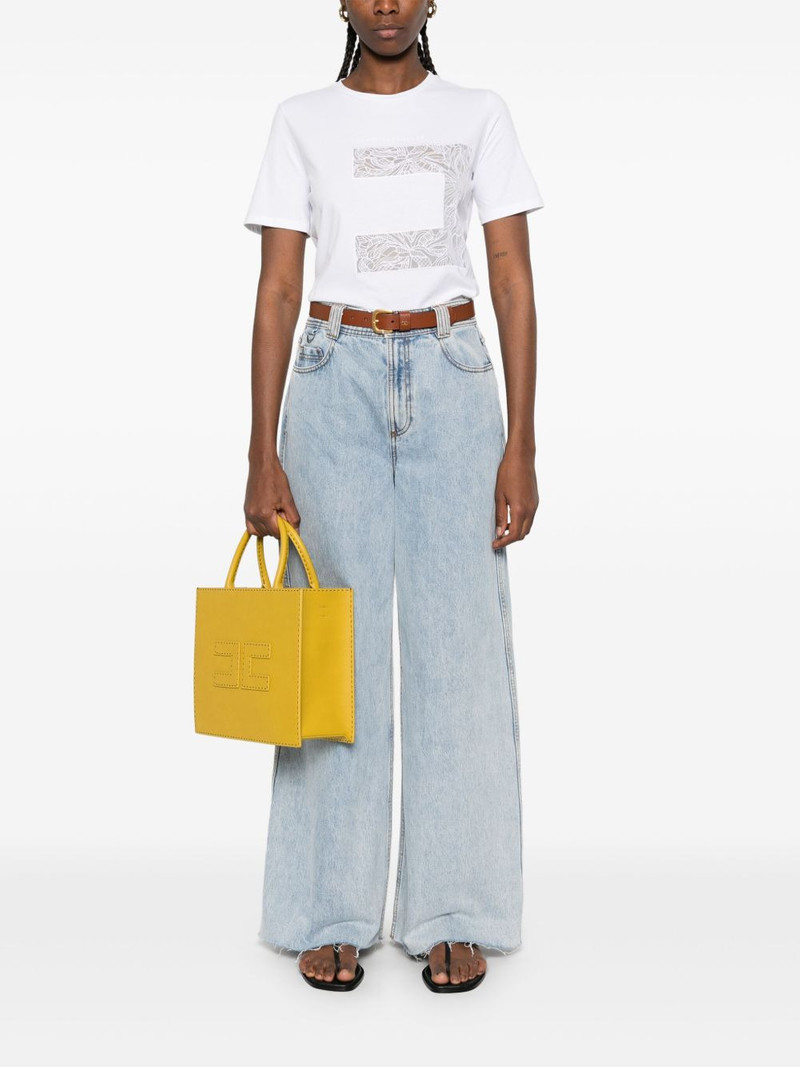 ELISABETTA FRANCHI voile-logo jersey T-shirt outlook