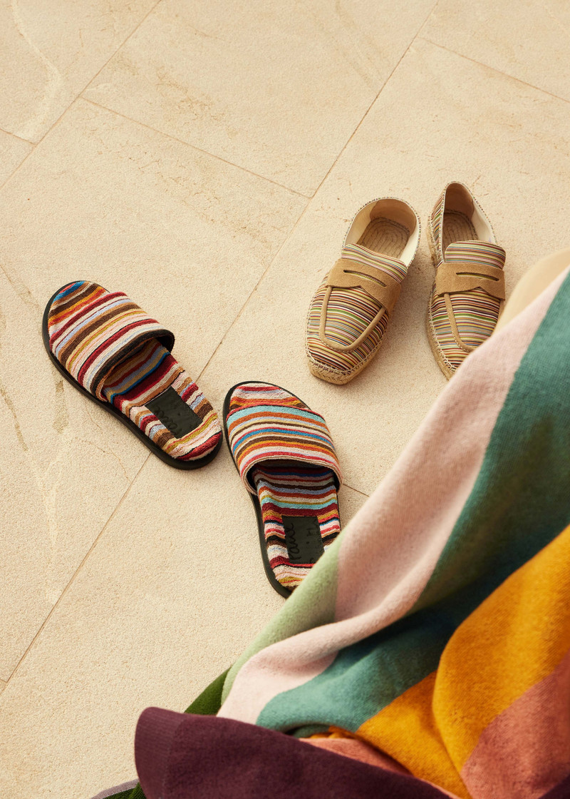 'Signature Stripe' Towelling 'Dru' Slides 1