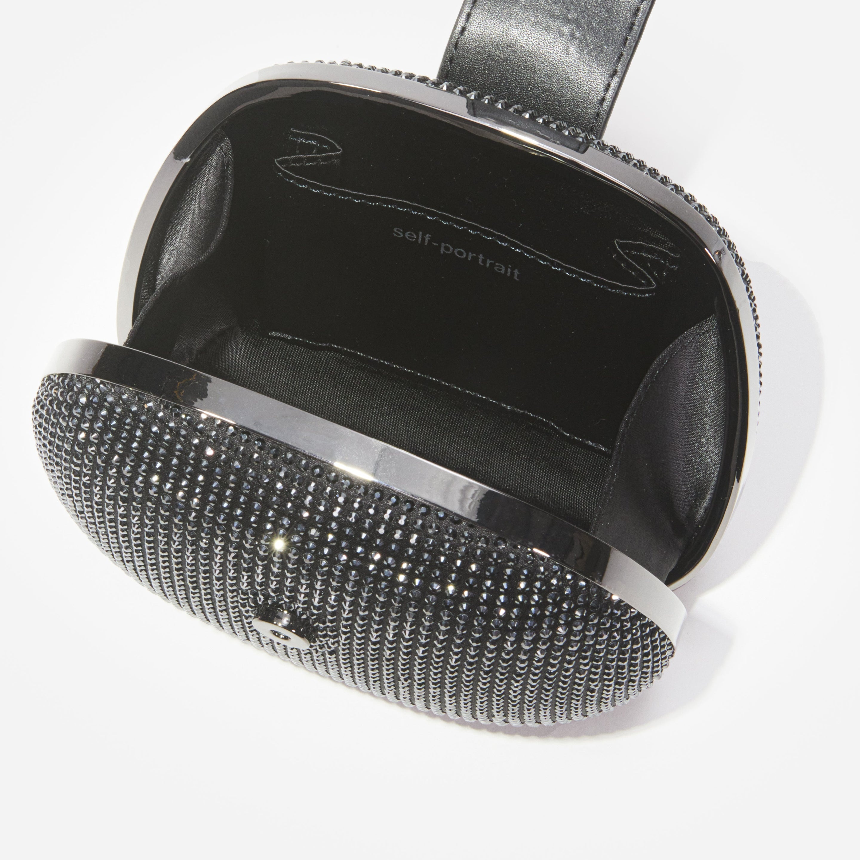 Black Rhinestone Top Handle Clutch Bag - 4