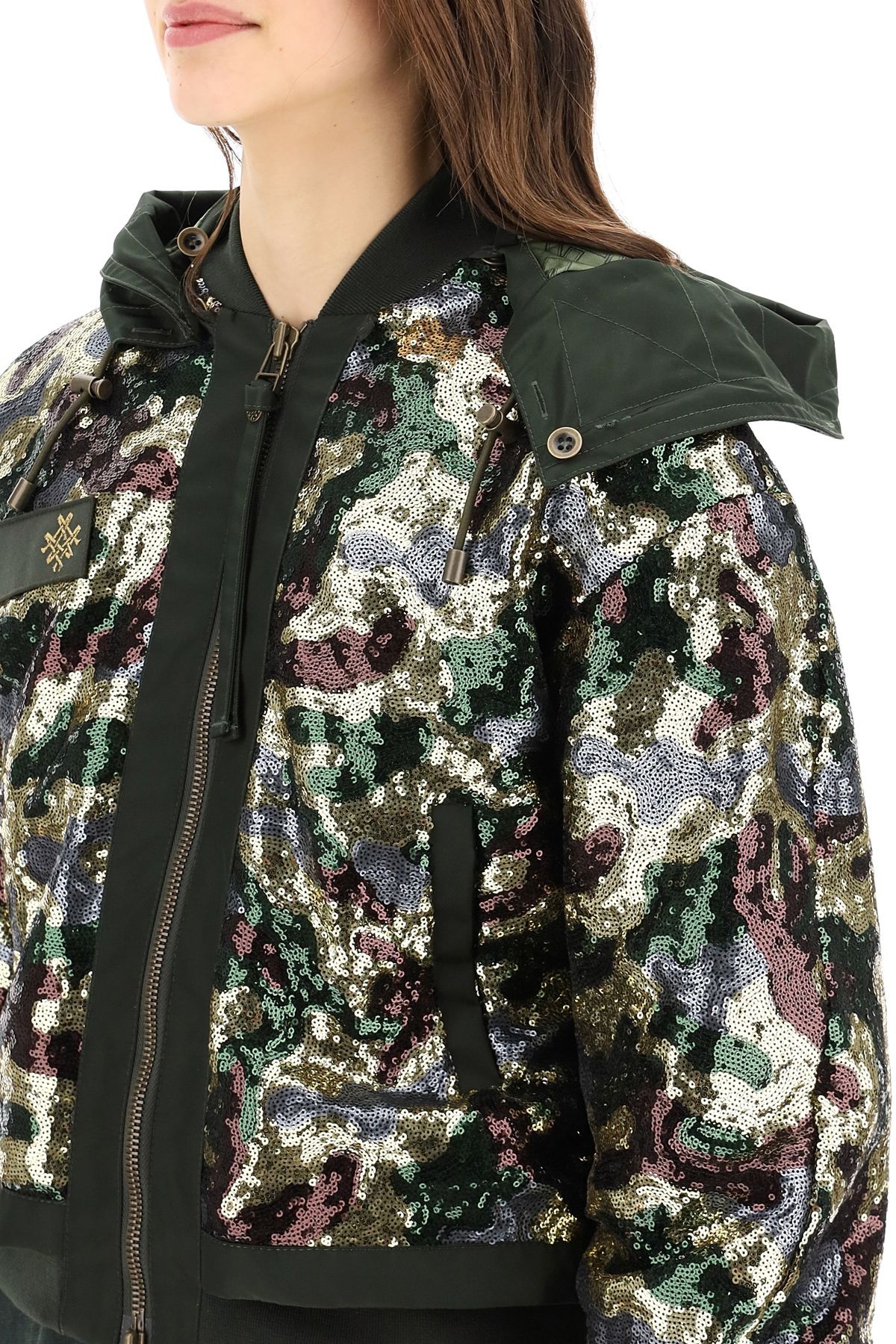 CAMOUFLAGE SEQUINED BOMBER JACKET - 5