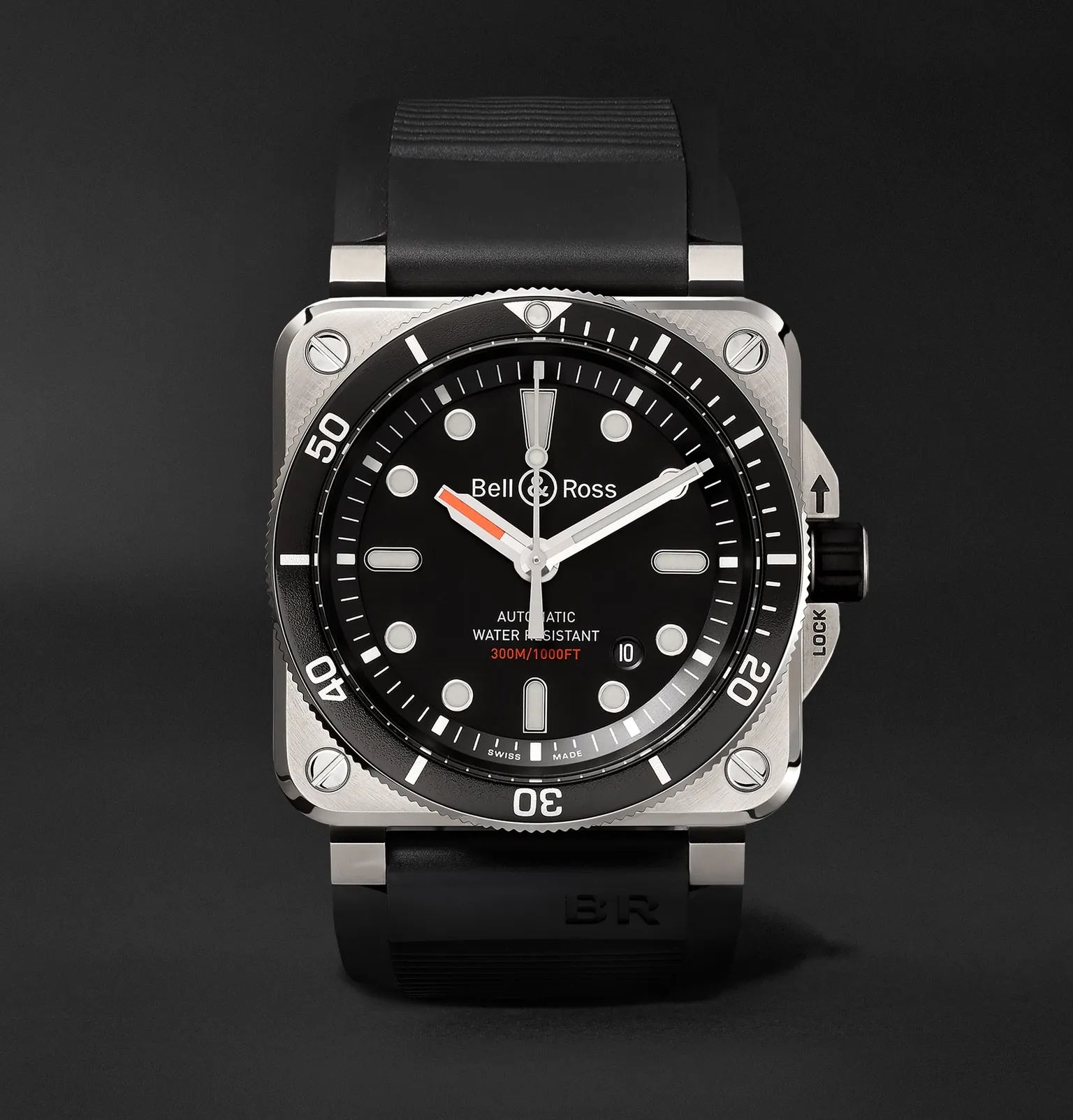 Diver Type Automatic 42mm Stainless Steel and Rubber Watch, Ref. No. BR0392-­‐D-­‐BL-­‐ST/SRB - 1