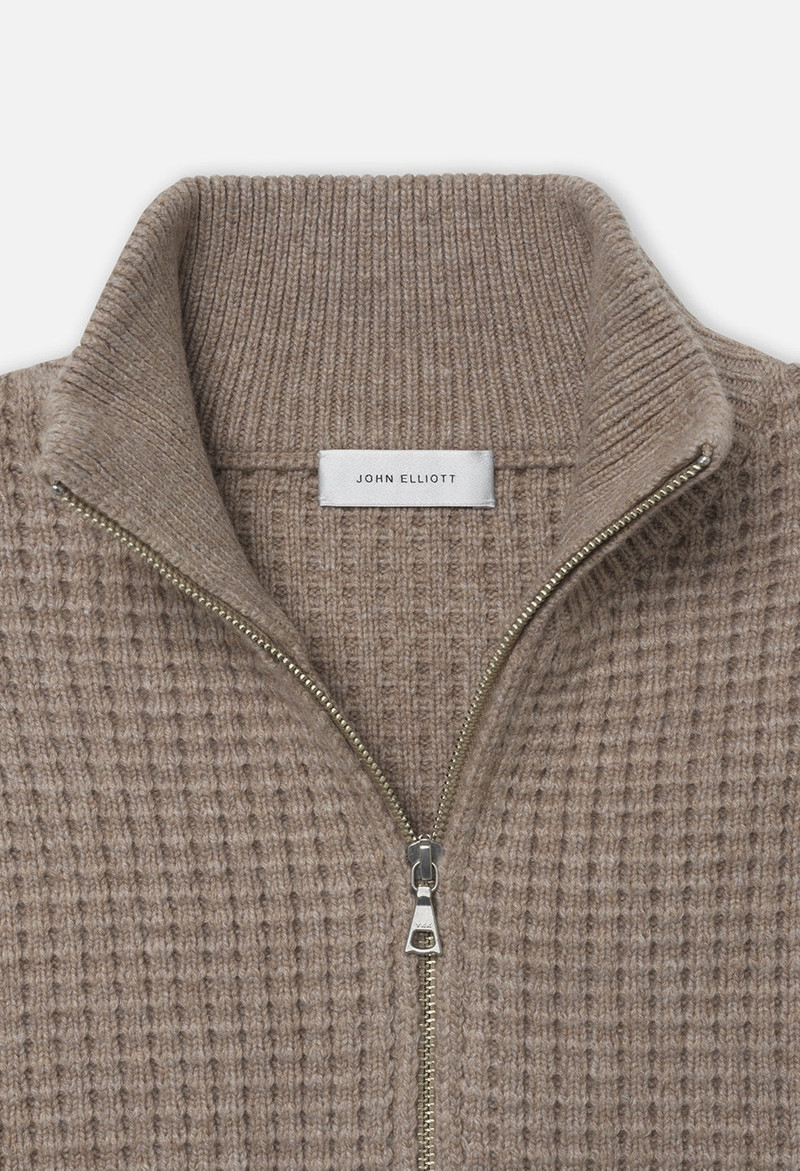 John Elliott WOOL WAFFLE KNIT FULL-ZIP outlook