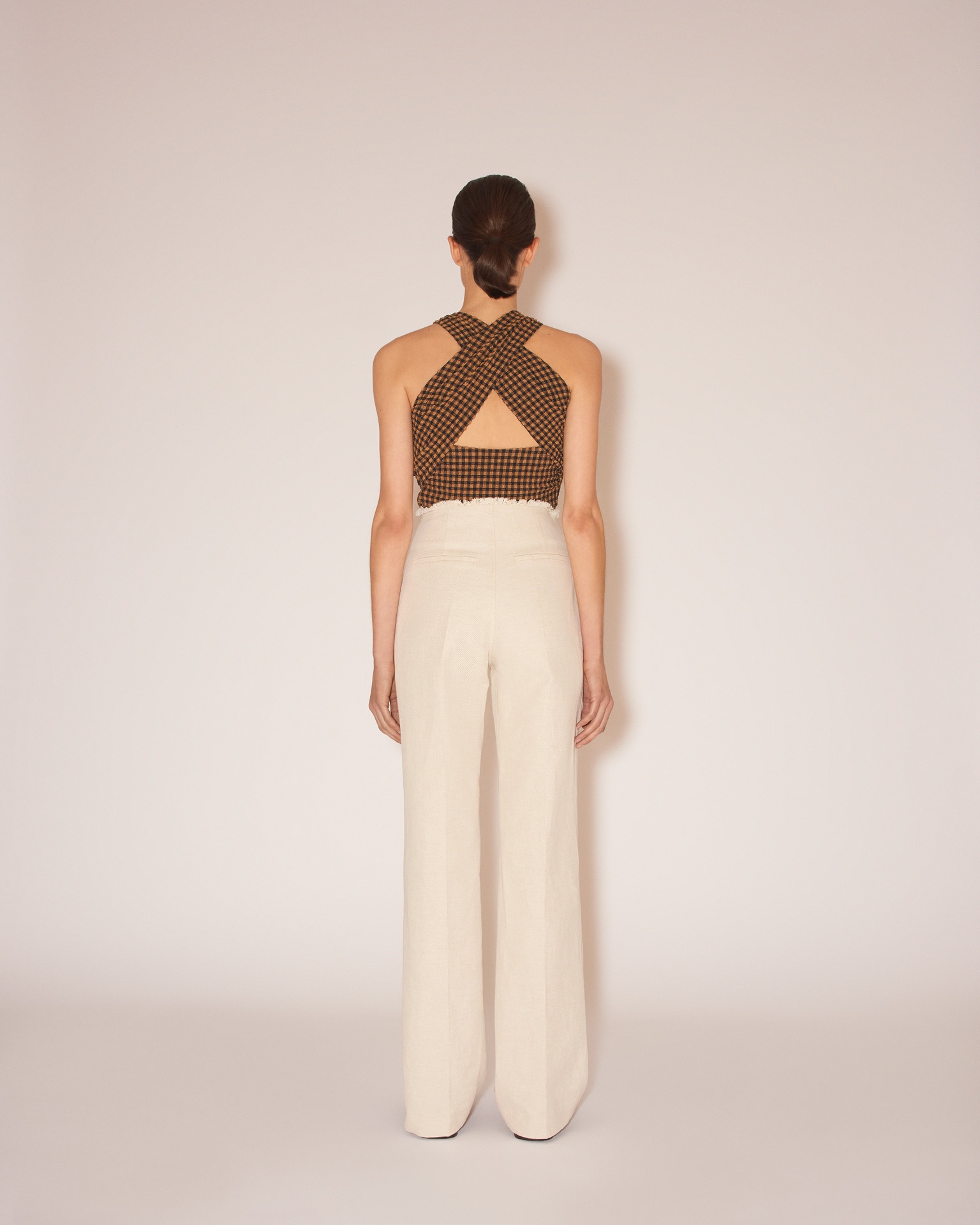 ALETTE - Cotton linen twill raw-edge pants - Natural - 5