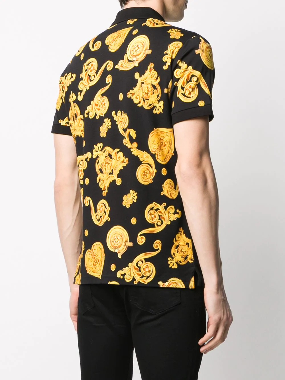 short sleeve baroque print polo shirt - 4