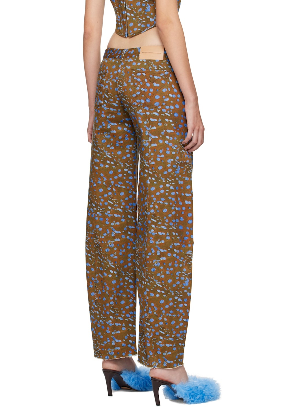 Brown Printed Jeans - 3