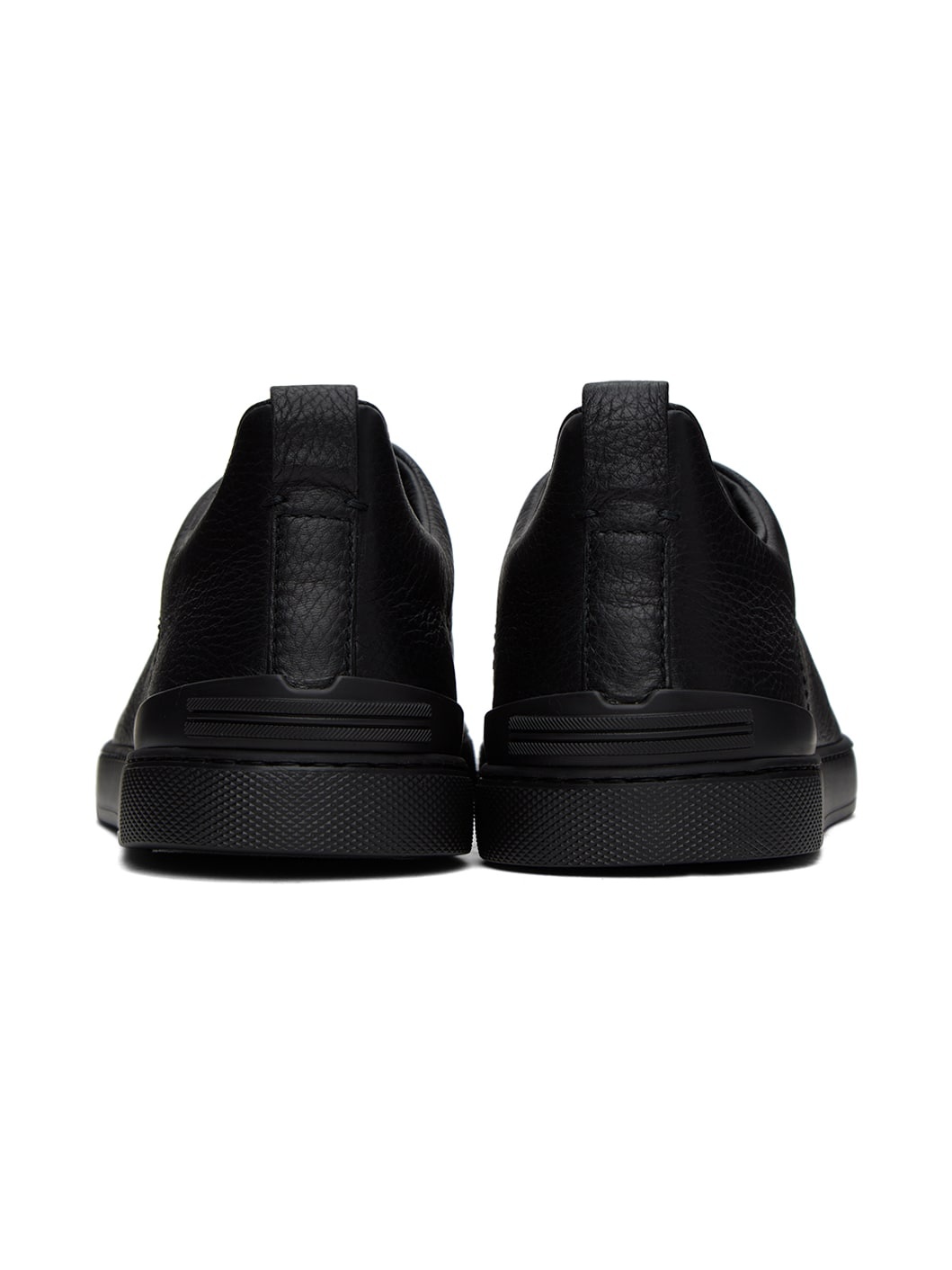 Black Deerskin Triple Stitch Sneakers - 2