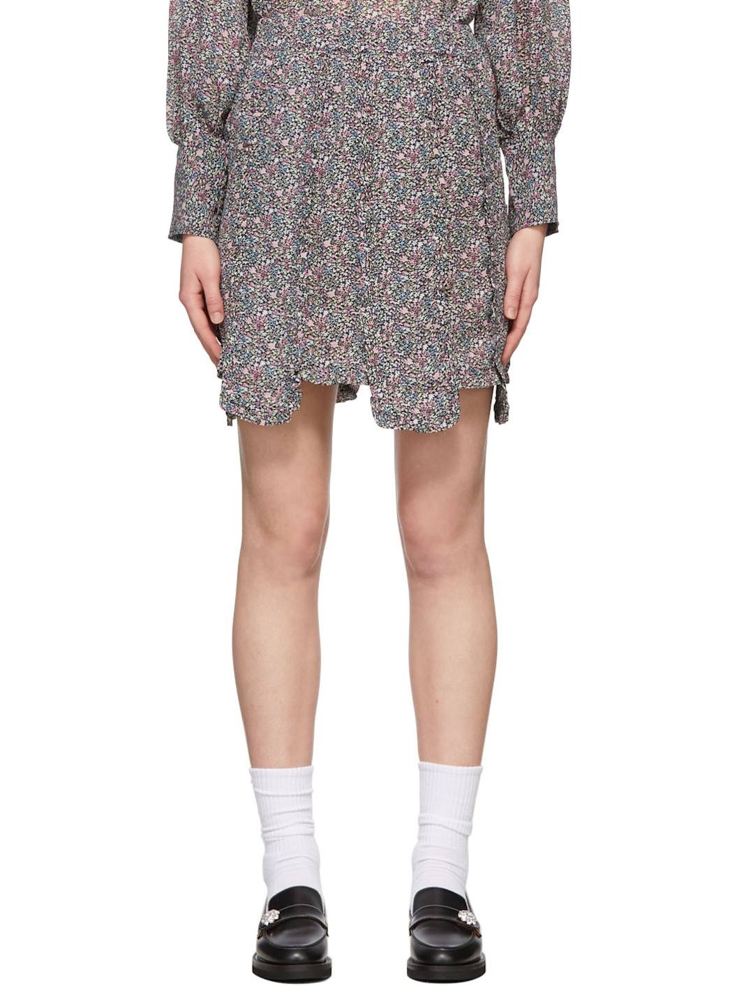 Multicolor Floral Crêpe Mini Skirt - 1