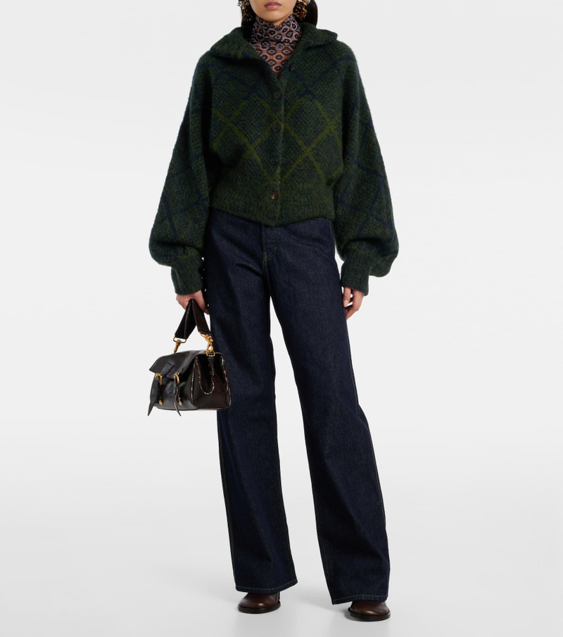 Dries Van Noten Argyle alpaca and wool-blend cardigan outlook