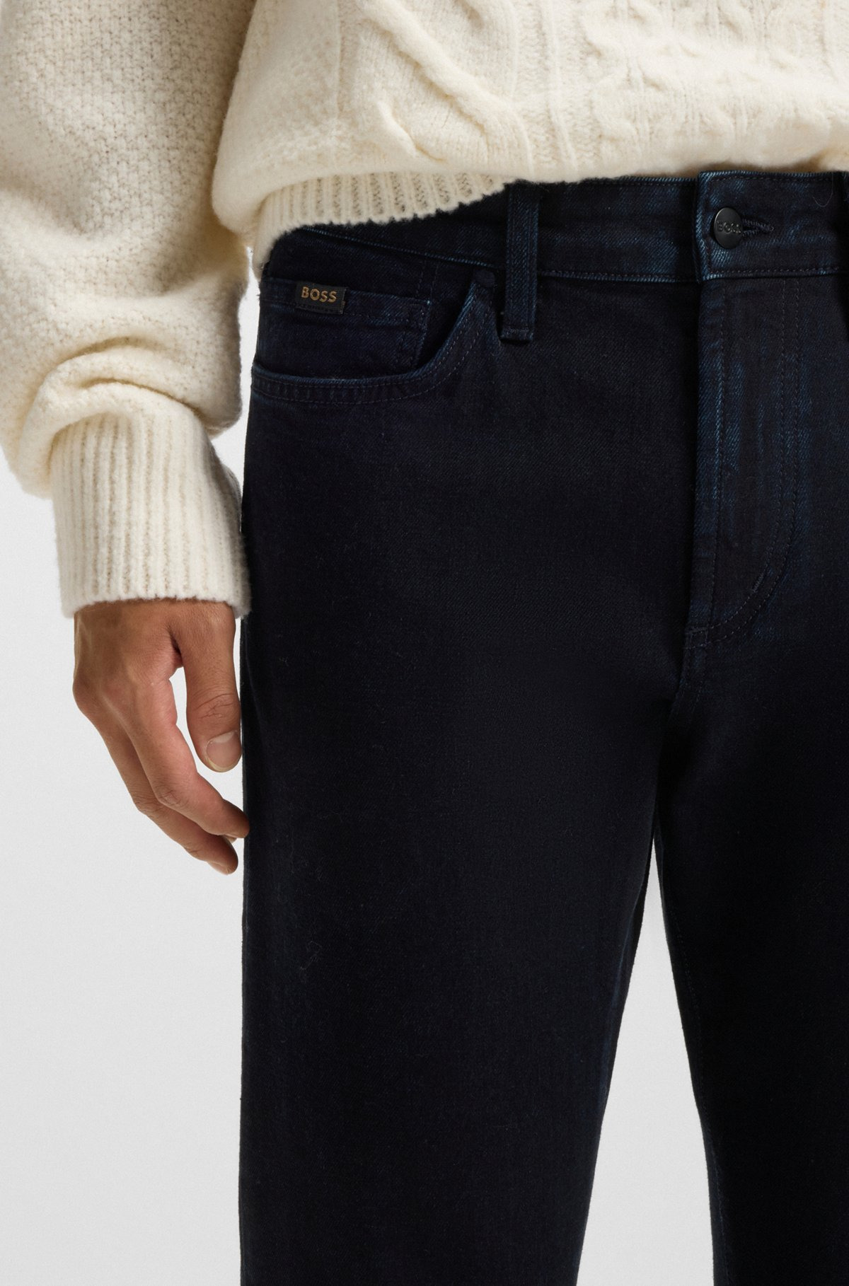 SLIM-FIT JEANS IN BLUE STRETCH DENIM WITH CASHMERE - 5
