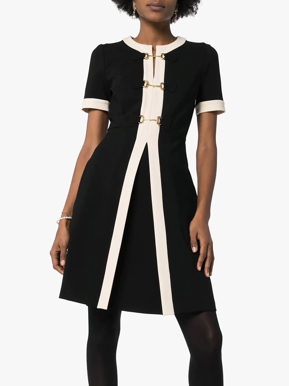 contrast trim metal link dress - 3