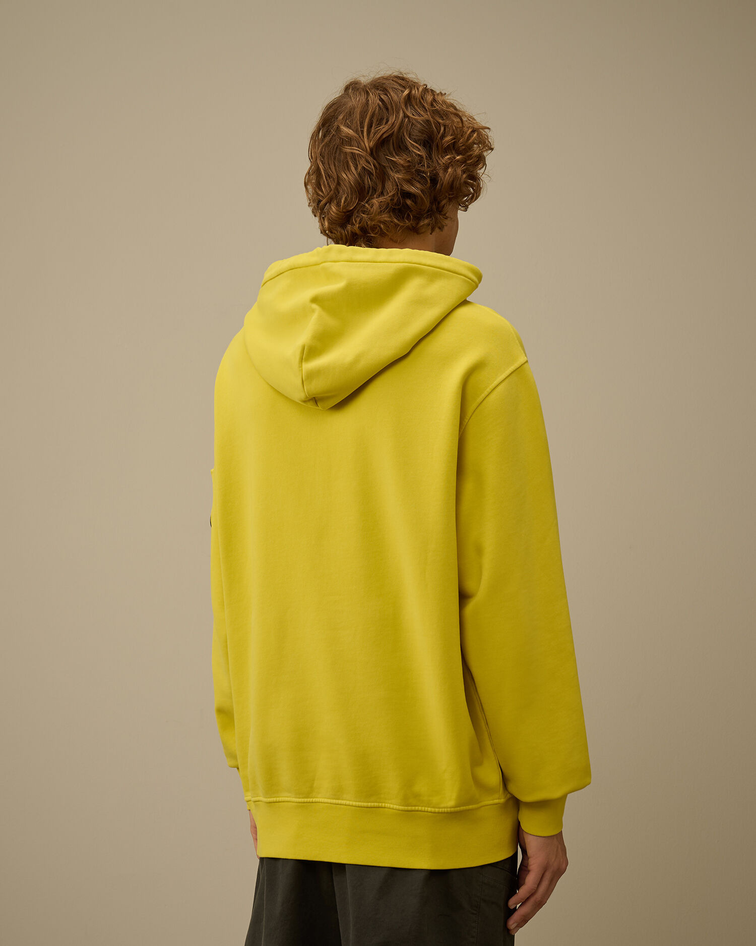 Brushed and Emerized Diagonal Fleece Hooded Lens Sweatshirt - 4