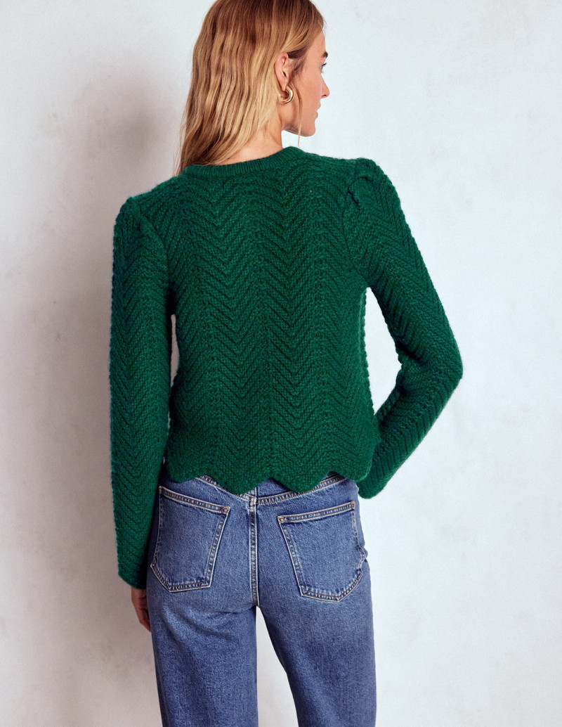 Chunky Chevron Knitted Jacket-Emerald Night 4