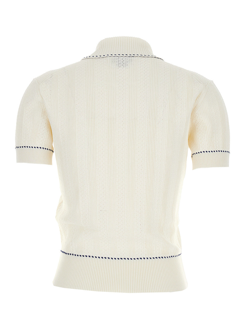 Alexander Mcqueen Women White Polo Shirt With Classic Collar And Logo Lettering Embroidery On The Fr - 2