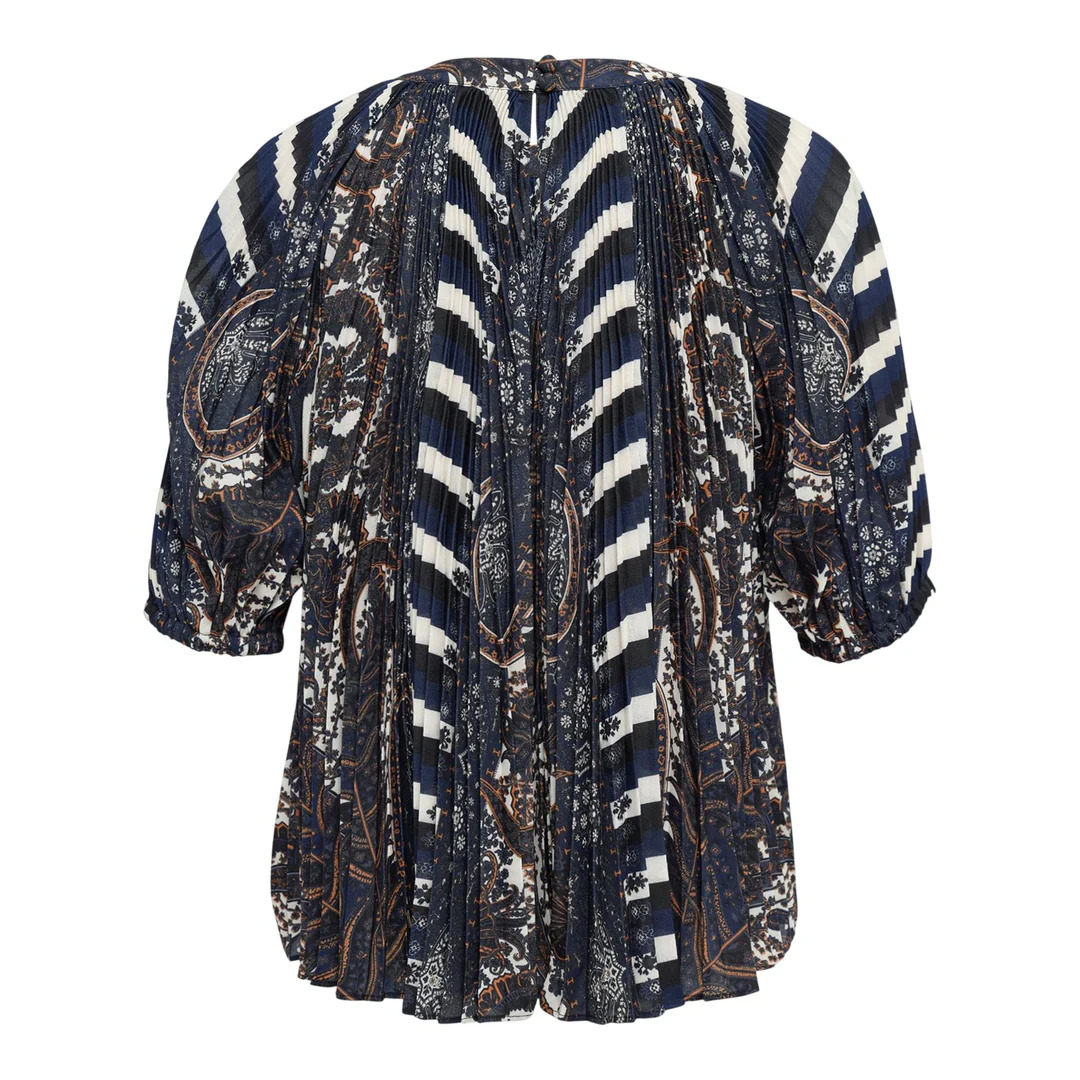 Dafne Pleated Short Sleeve Blouse - 2