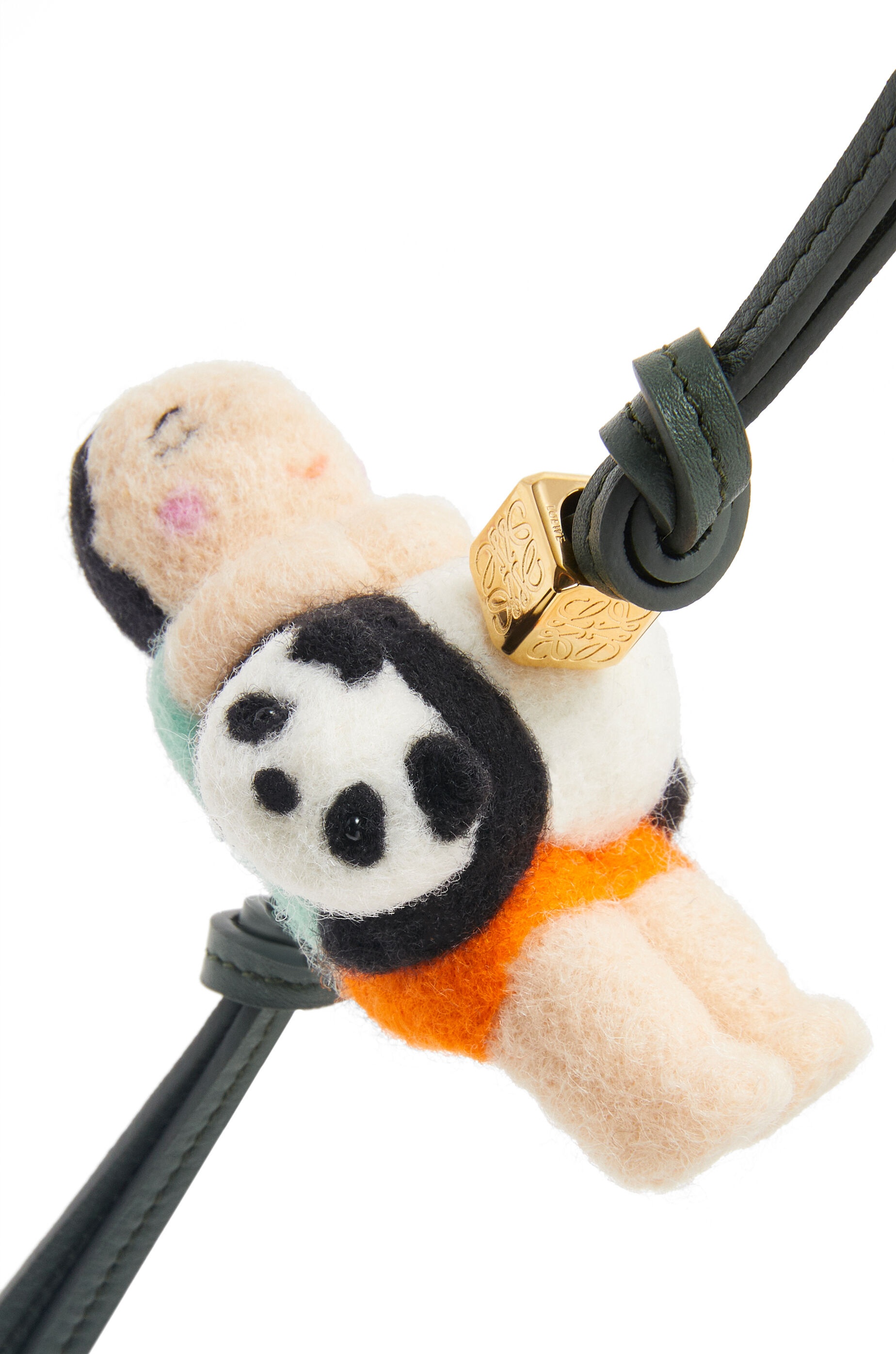 Panda with Kid charm in felt and calfskin - 2