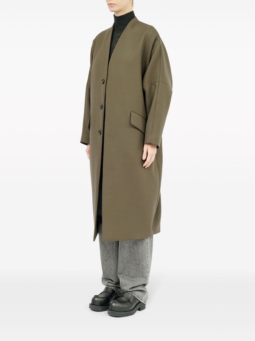 collarless single-breasted jacket - 5