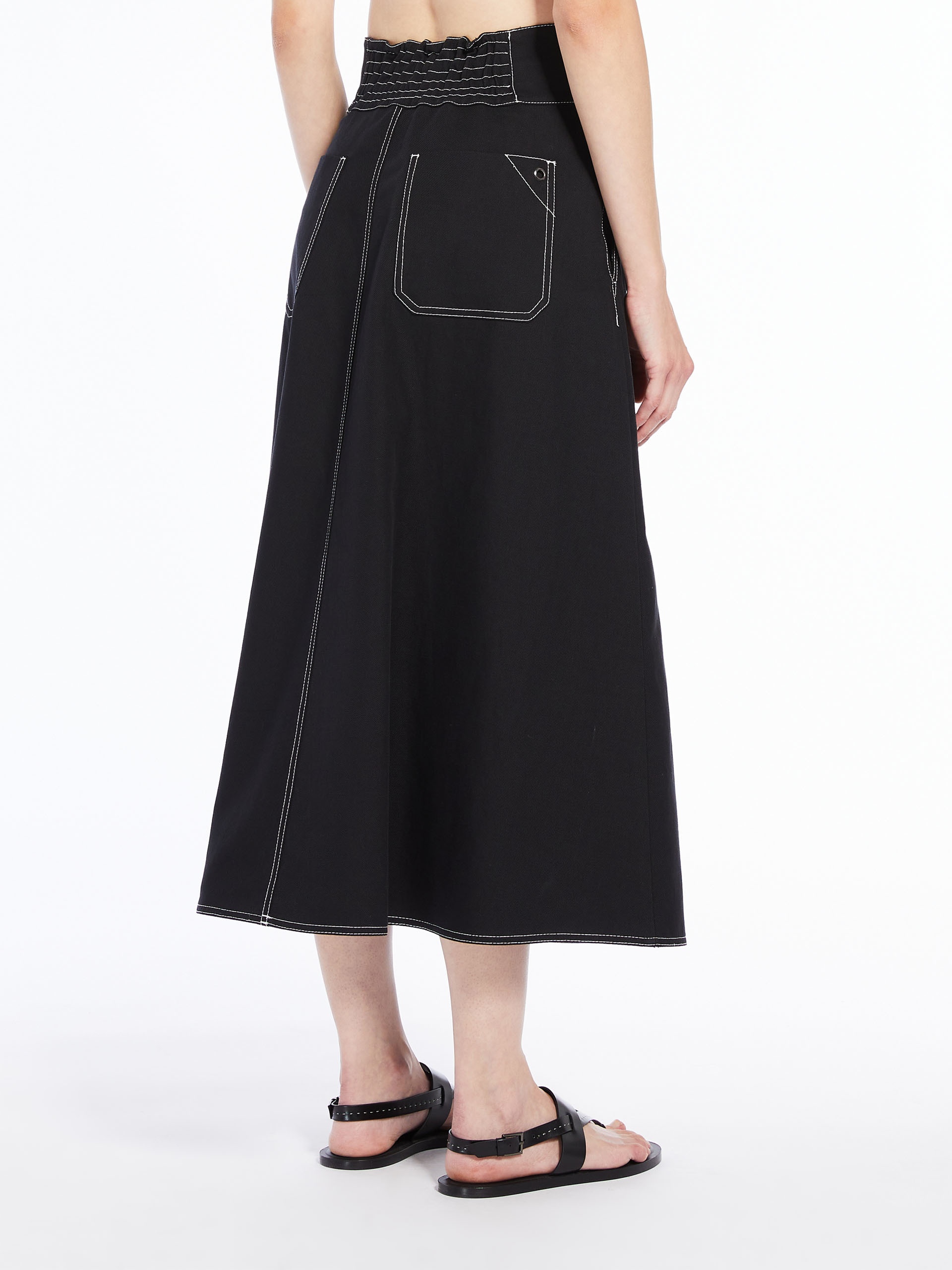 Max Mara YAMATO Flared skirt in cotton and linen | REVERSIBLE
