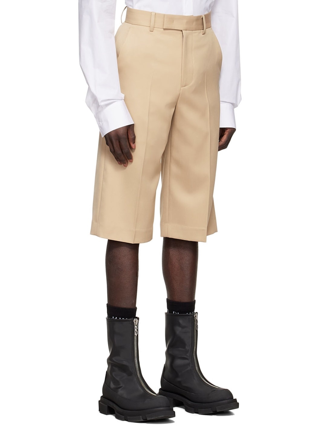 Beige Polyester Shorts - 2