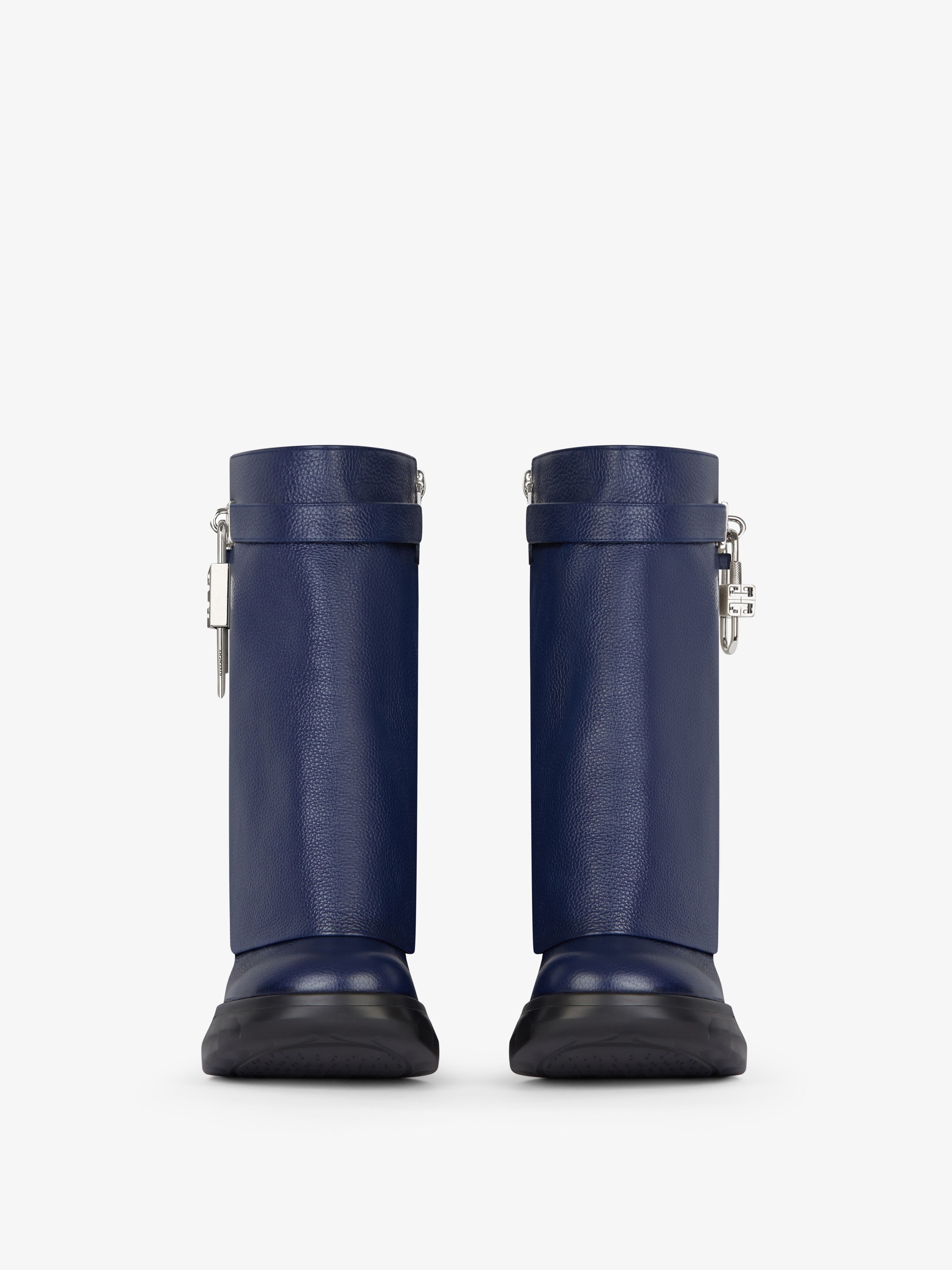 SHARK LOCK BIKER ANKLE BOOTS IN GRAINED LEATHER - 3