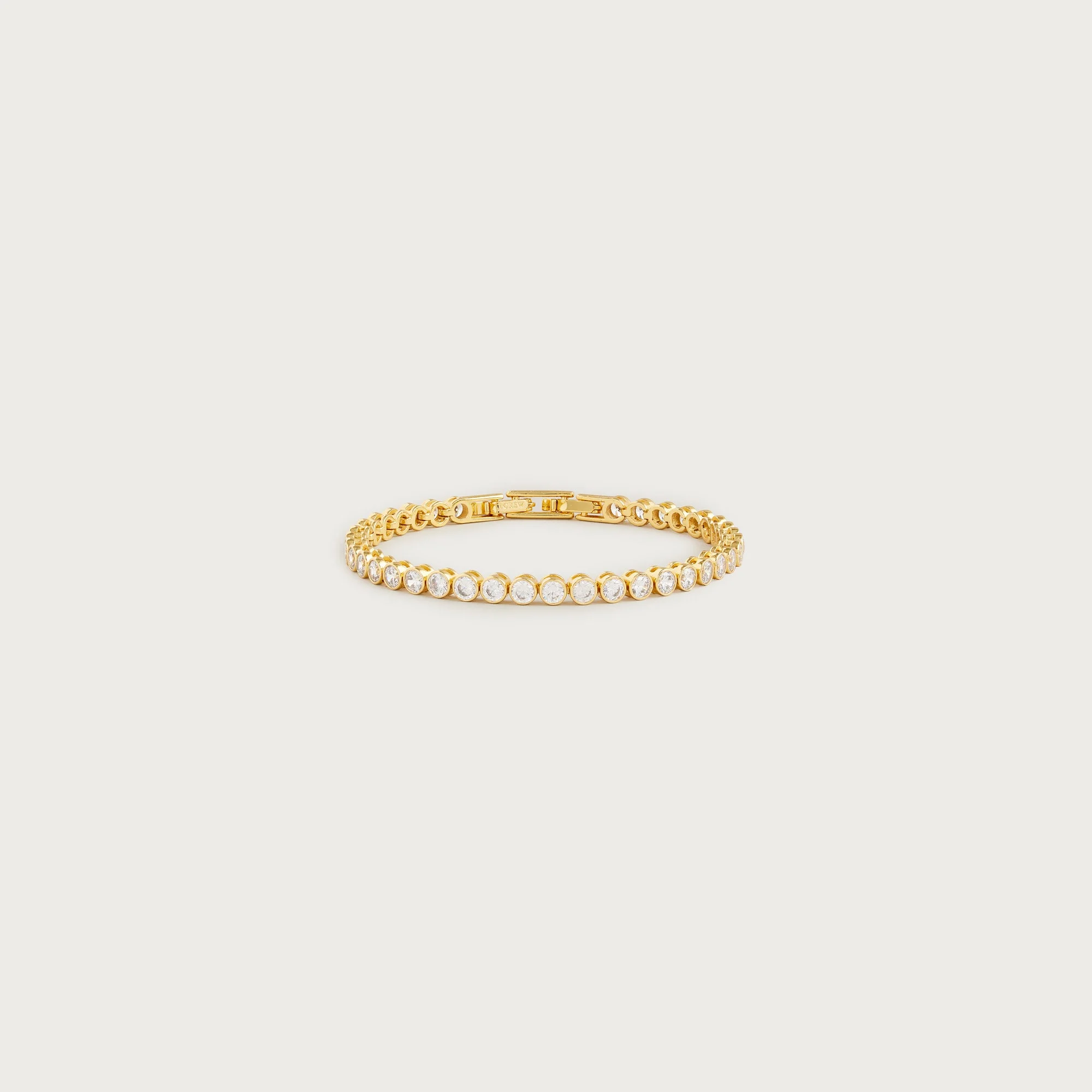 Round cubic zirconia bezel-set tennis bracelet - 1