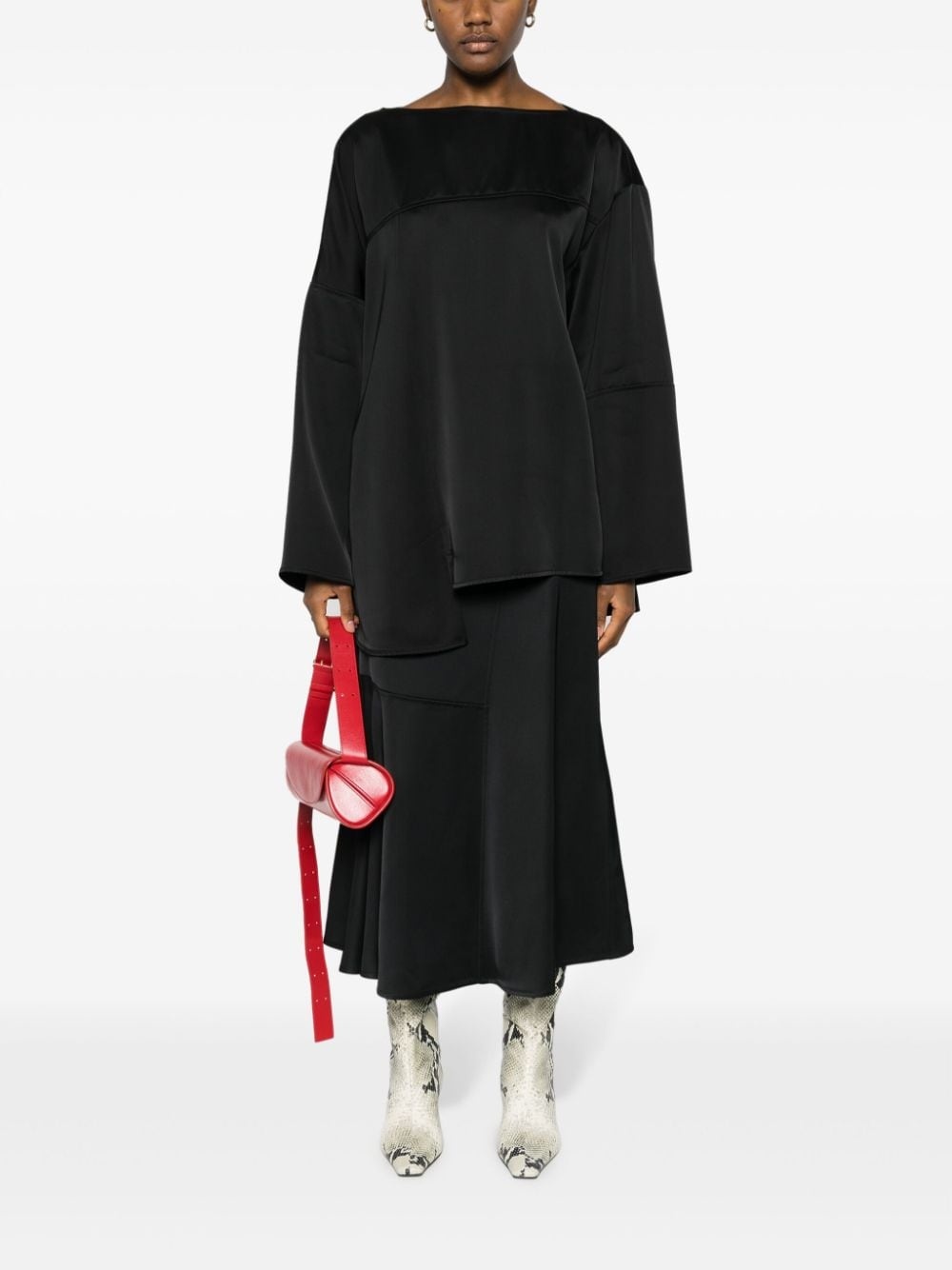 high-waisted A-line midi skirt - 2
